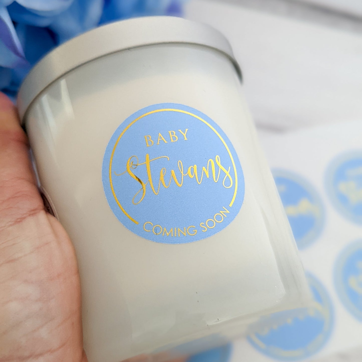 E&L Designs | Custom Foil Stickers Baby Coming Soon Stickers