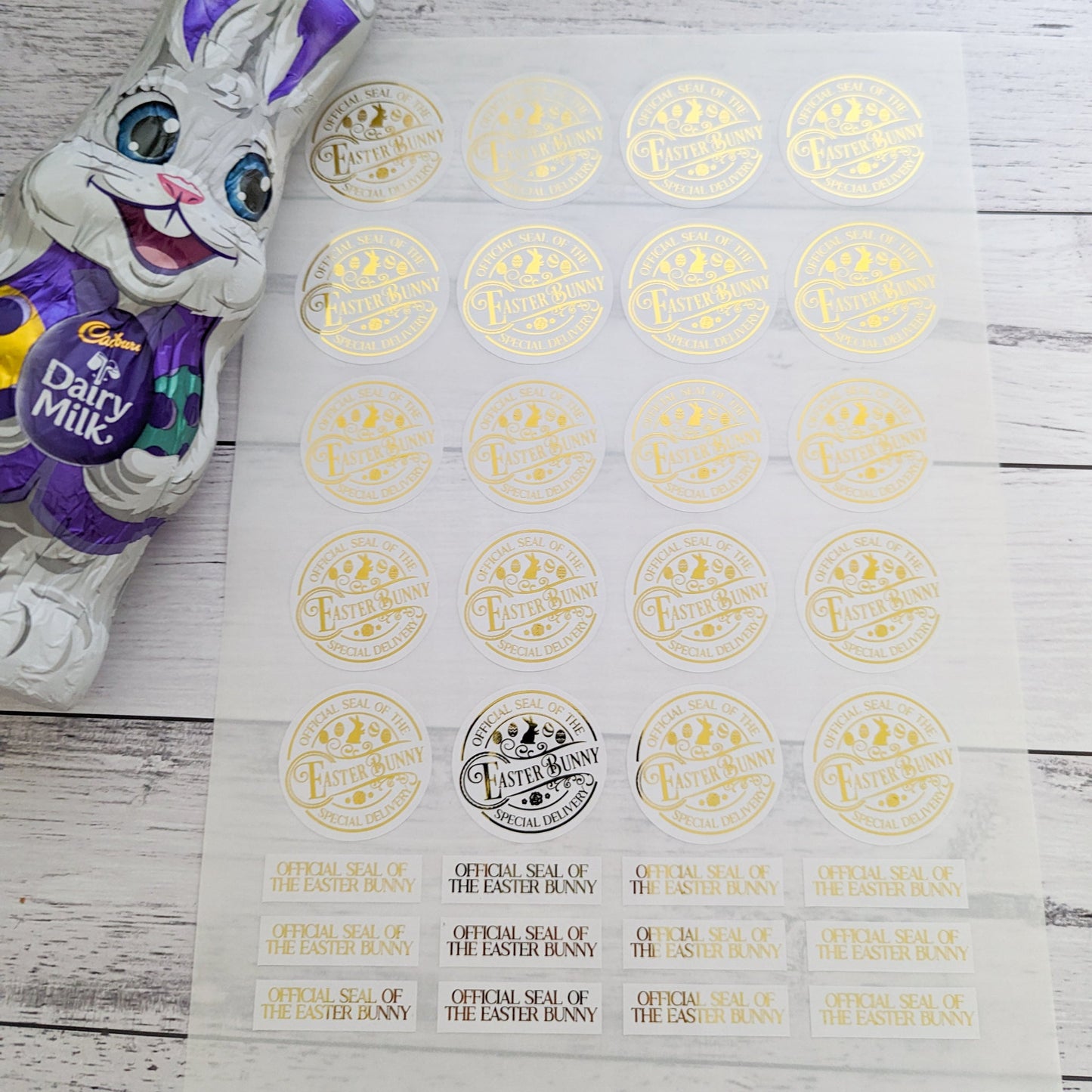 E&L Designs | Custom Foil Stickers Official Seal of the Easter Bunny Stickers
