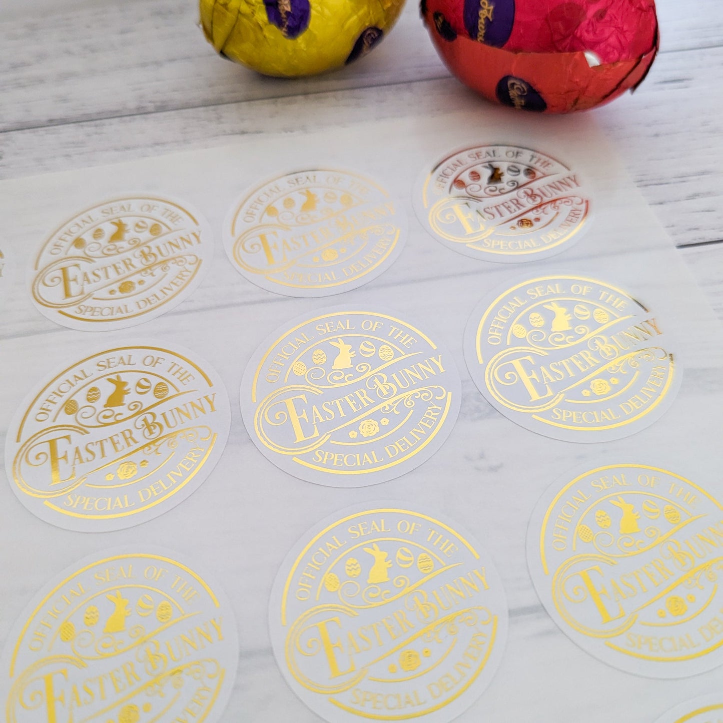 E&L Designs | Custom Foil Stickers Official Seal of the Easter Bunny Stickers