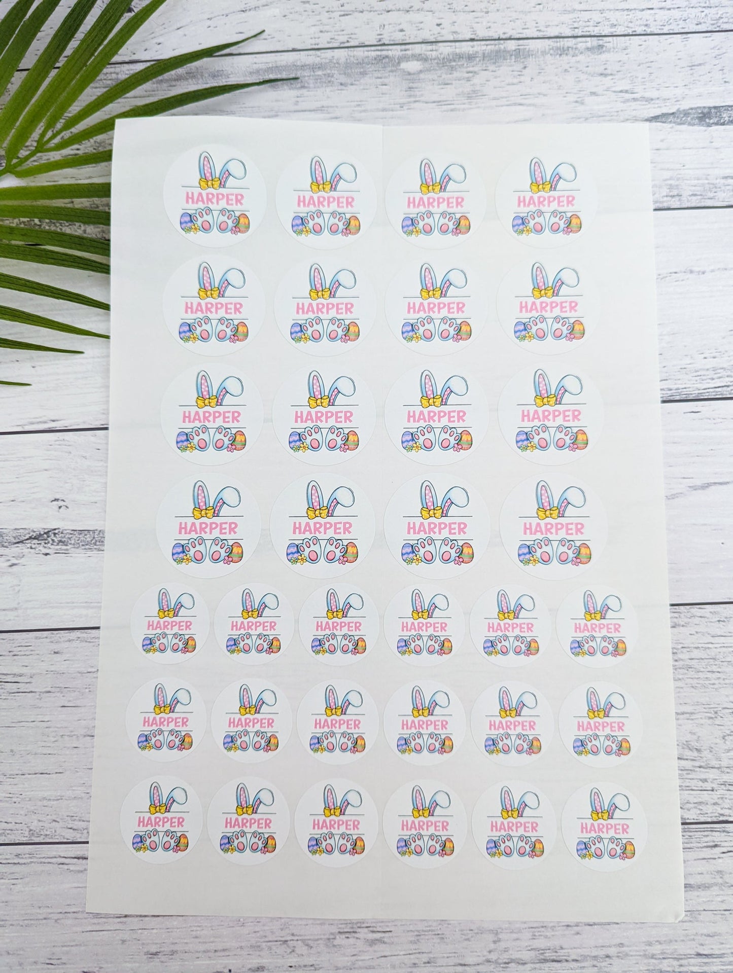 E&L Designs | Custom Foil Stickers Personalised Bunny Stickers, Page of 16 big, 18 small