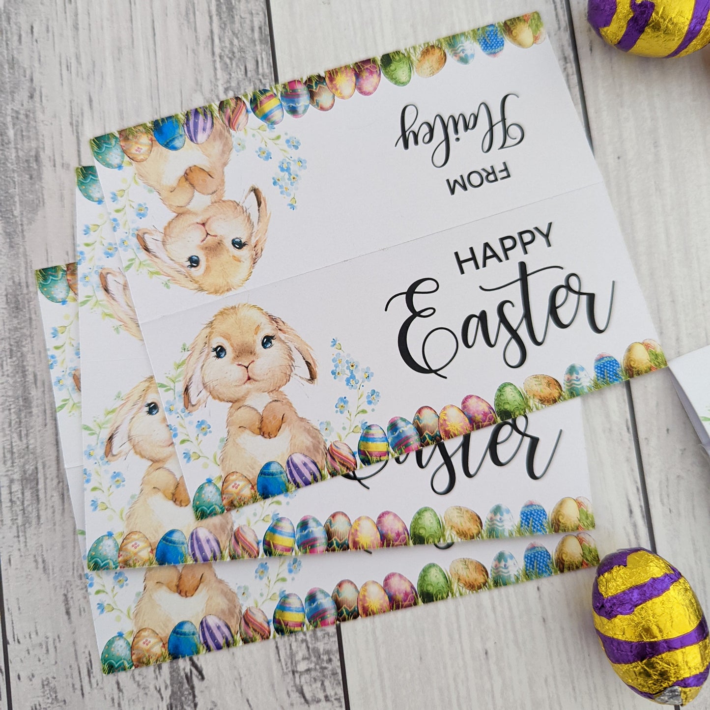 E&L Designs | Custom Foil Stickers Personalised Easter Bag Topper, Set of 6