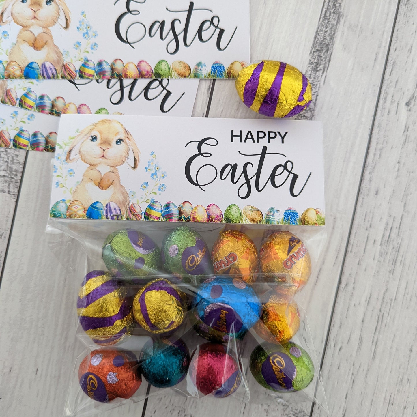E&L Designs | Custom Foil Stickers Personalised Easter Bag Topper, Set of 6