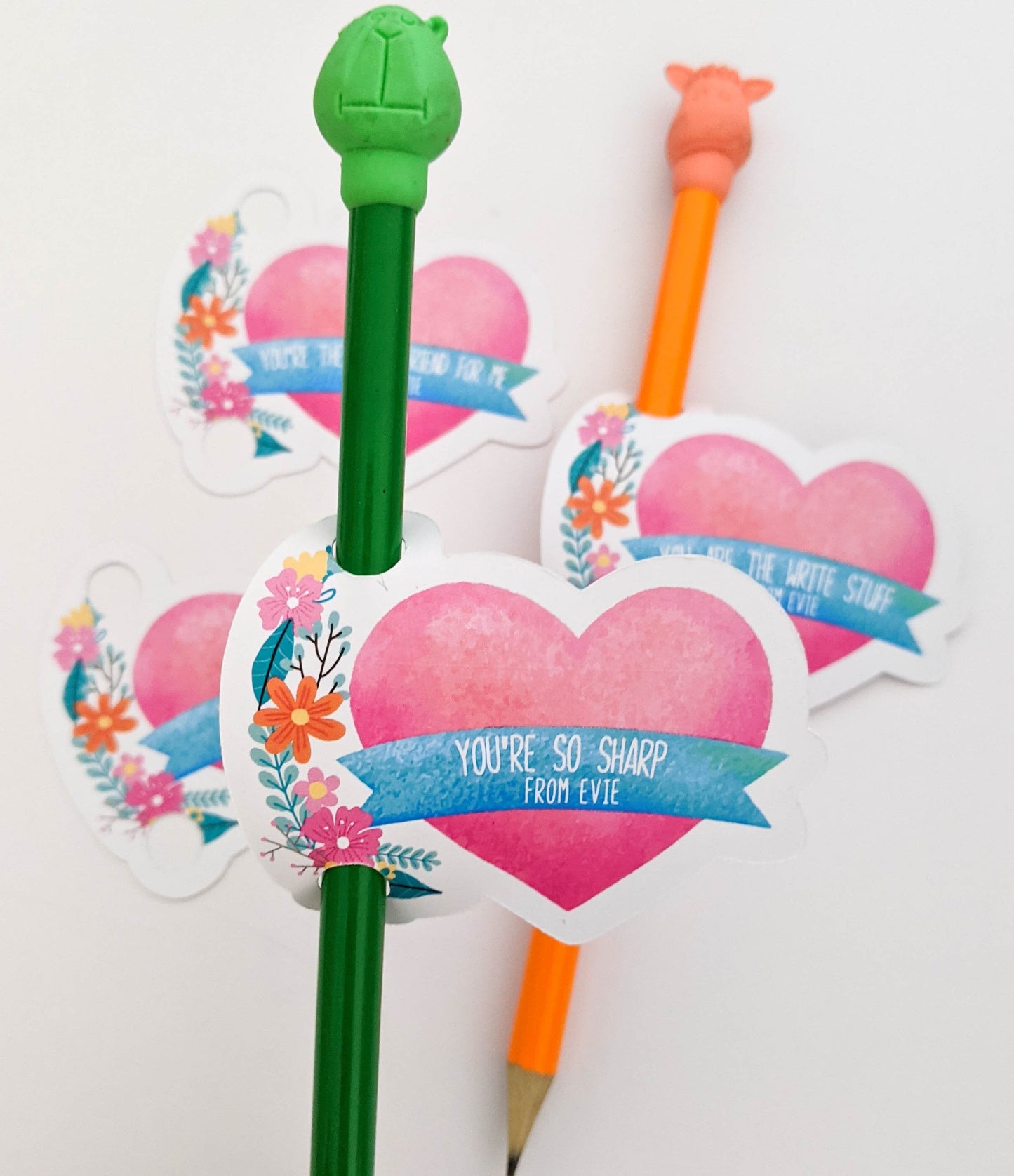 E&L Designs | Custom Foil Stickers Personalised Valentine's Day Pencil Holder, Set of 12