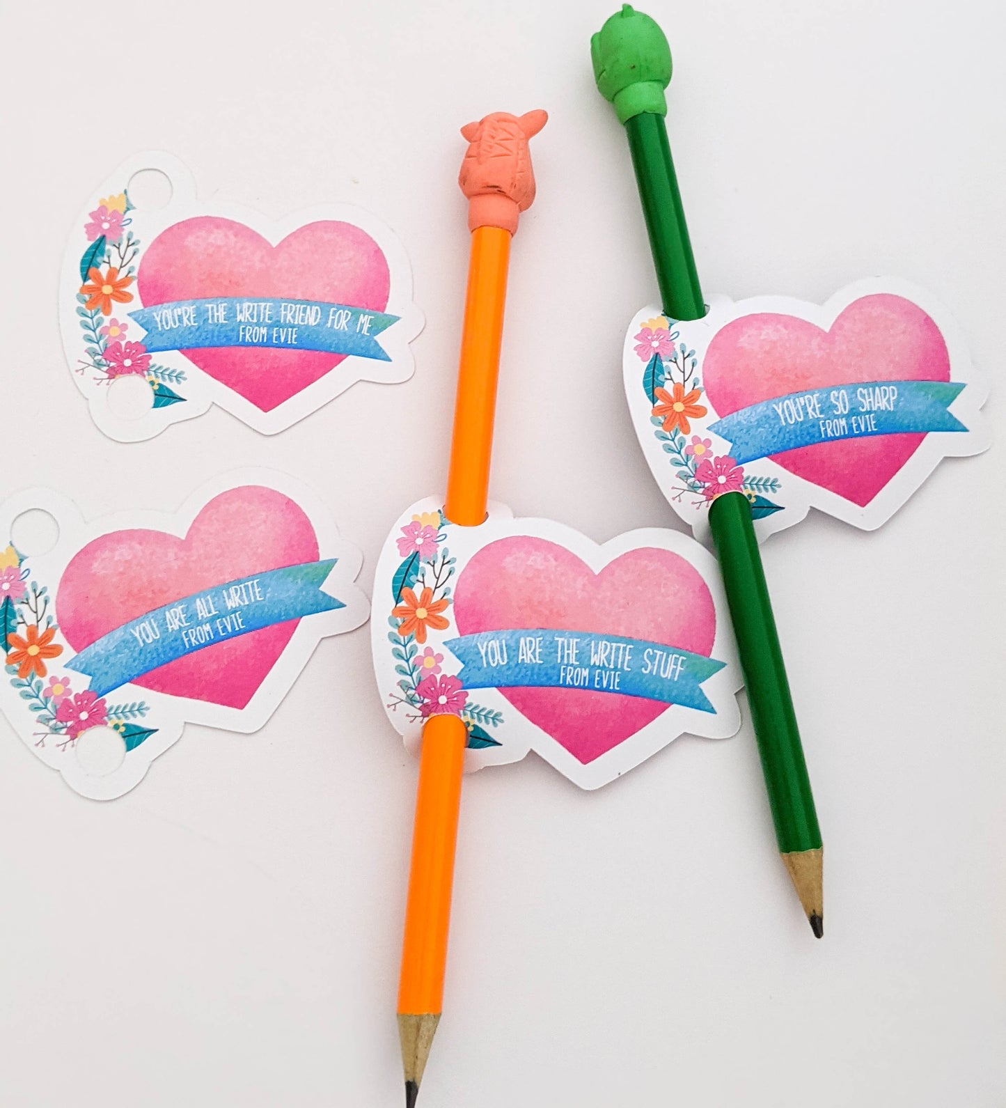 E&L Designs | Custom Foil Stickers Personalised Valentine's Day Pencil Holder, Set of 12