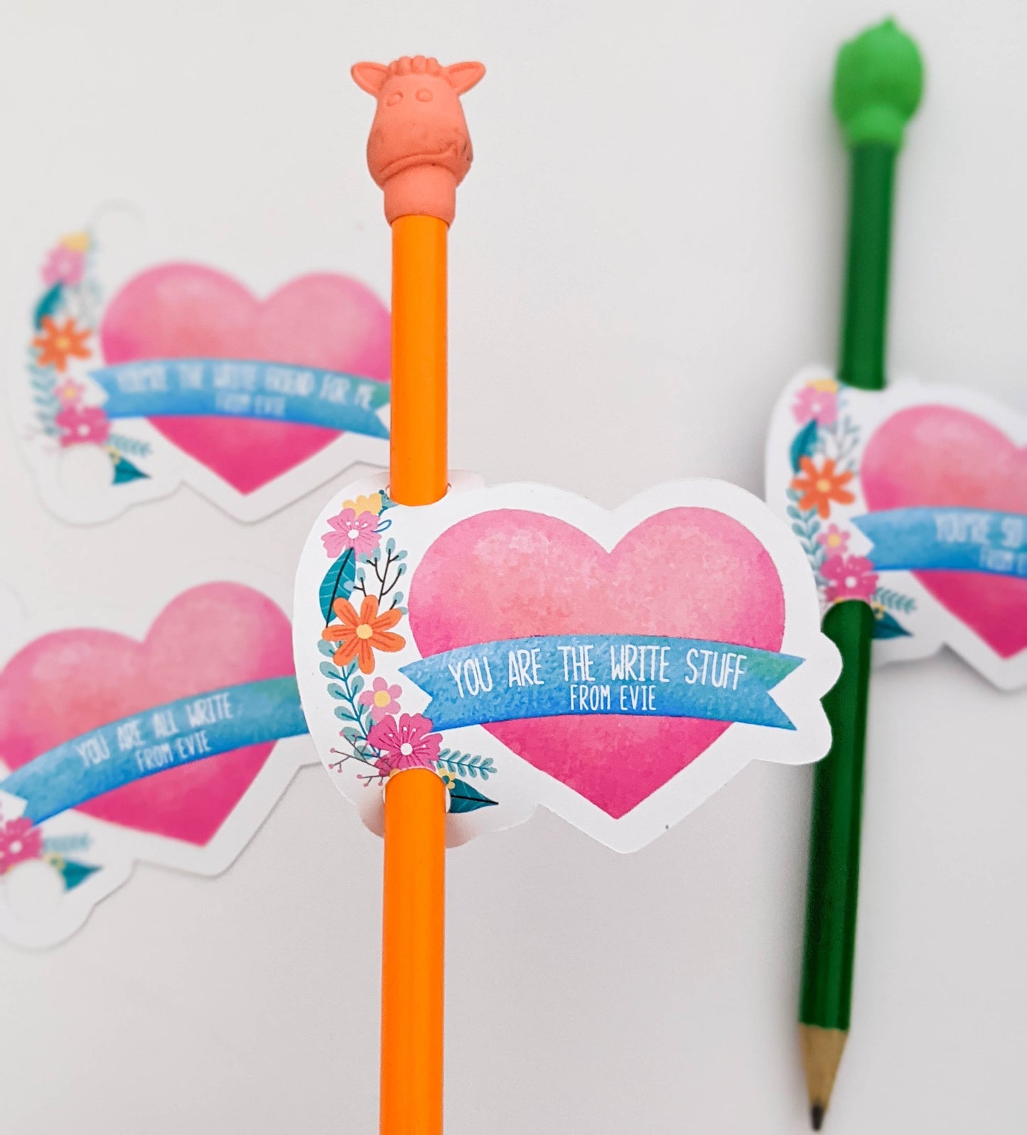 E&L Designs | Custom Foil Stickers Personalised Valentine's Day Pencil Holder, Set of 12