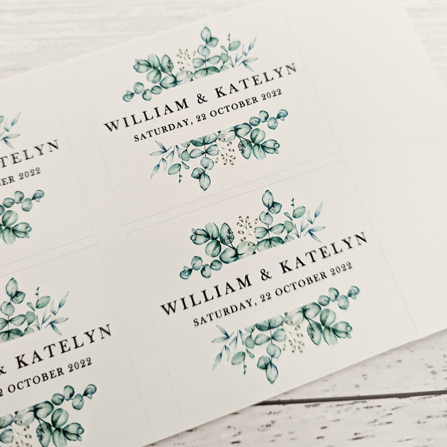 E&L Designs | Custom Foil Stickers Rectangle Eucalyptus Foliage Stickers