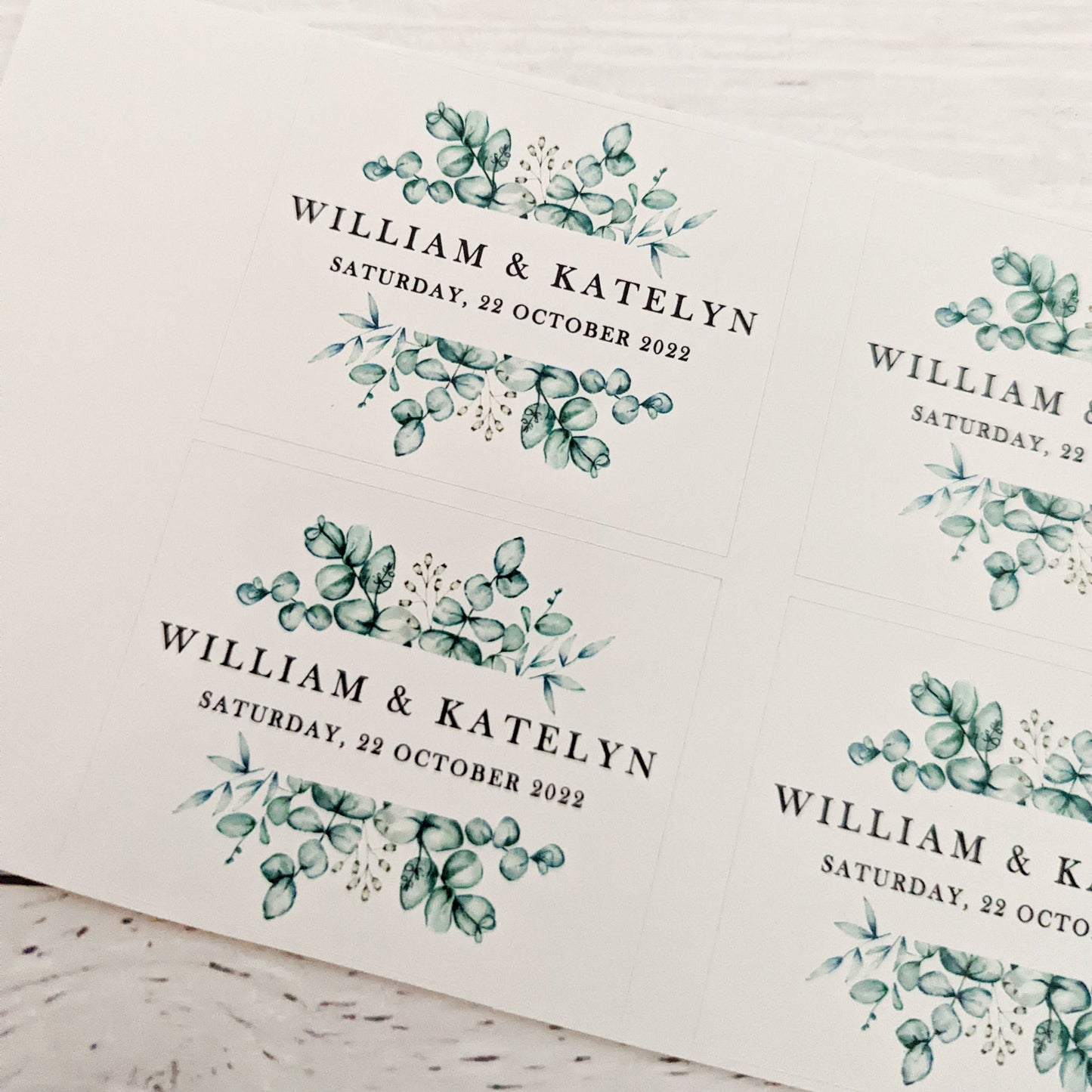 E&L Designs | Custom Foil Stickers Rectangle Eucalyptus Foliage Stickers