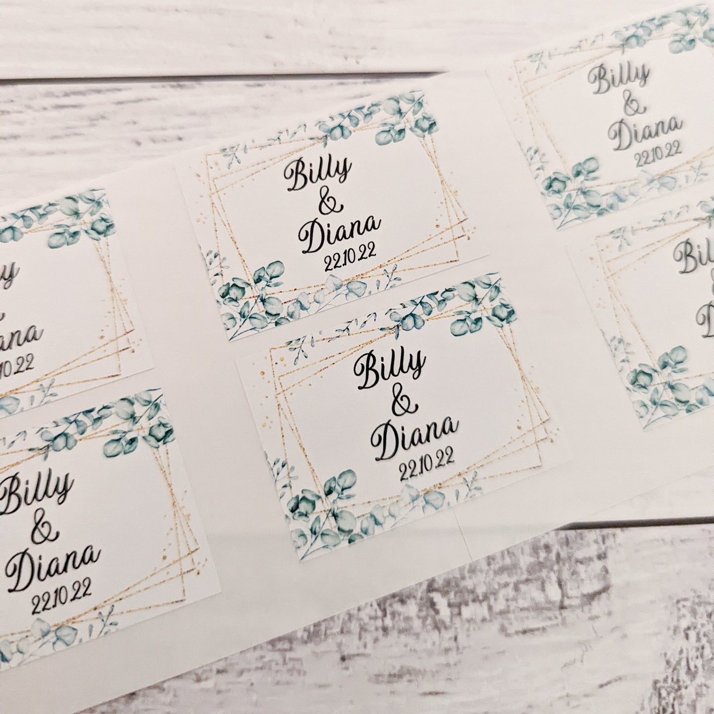 E&L Designs | Custom Foil Stickers Rectangle & Faux Gold Foliage Stickers