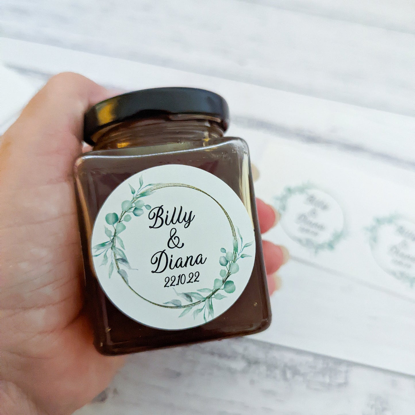 E&L Designs | Custom Foil Stickers Round Eucalyptus & Faux Gold Stickers, 2 Designs