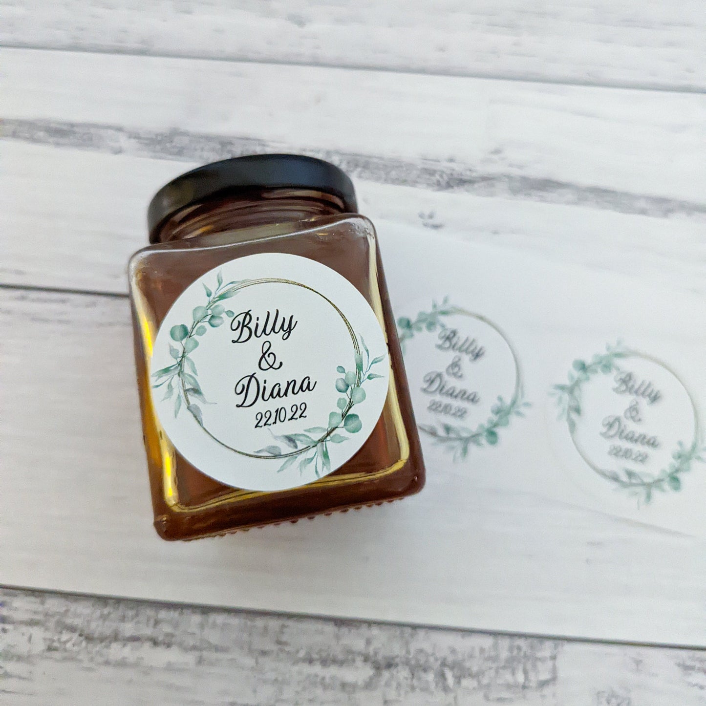 E&L Designs | Custom Foil Stickers Round Eucalyptus & Faux Gold Stickers, 2 Designs