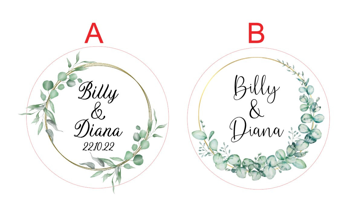 E&L Designs | Custom Foil Stickers Round Eucalyptus & Faux Gold Stickers, 2 Designs