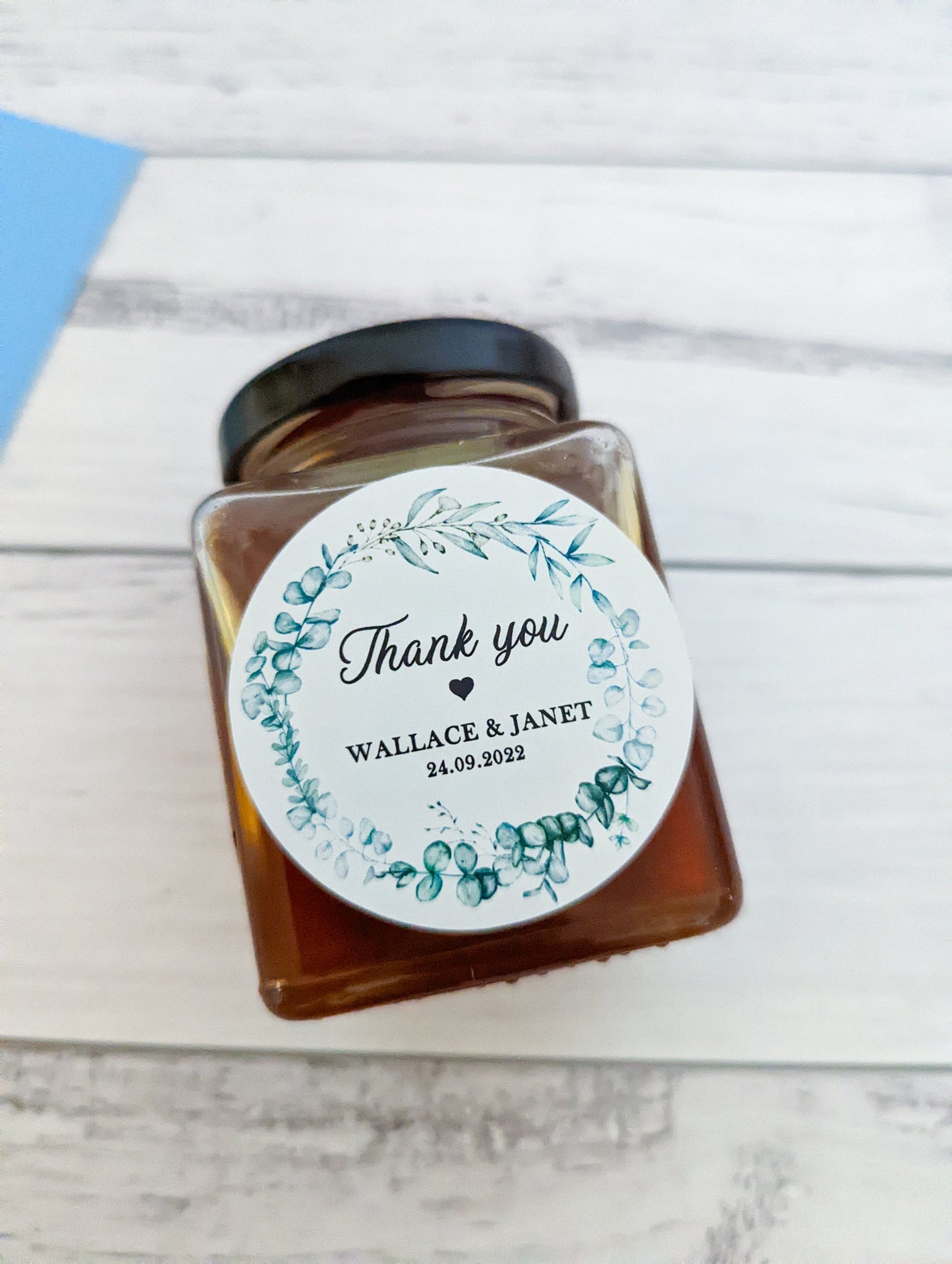 E&L Designs | Custom Foil Stickers Round Thank You Stickers- Eucalyptus Foliage