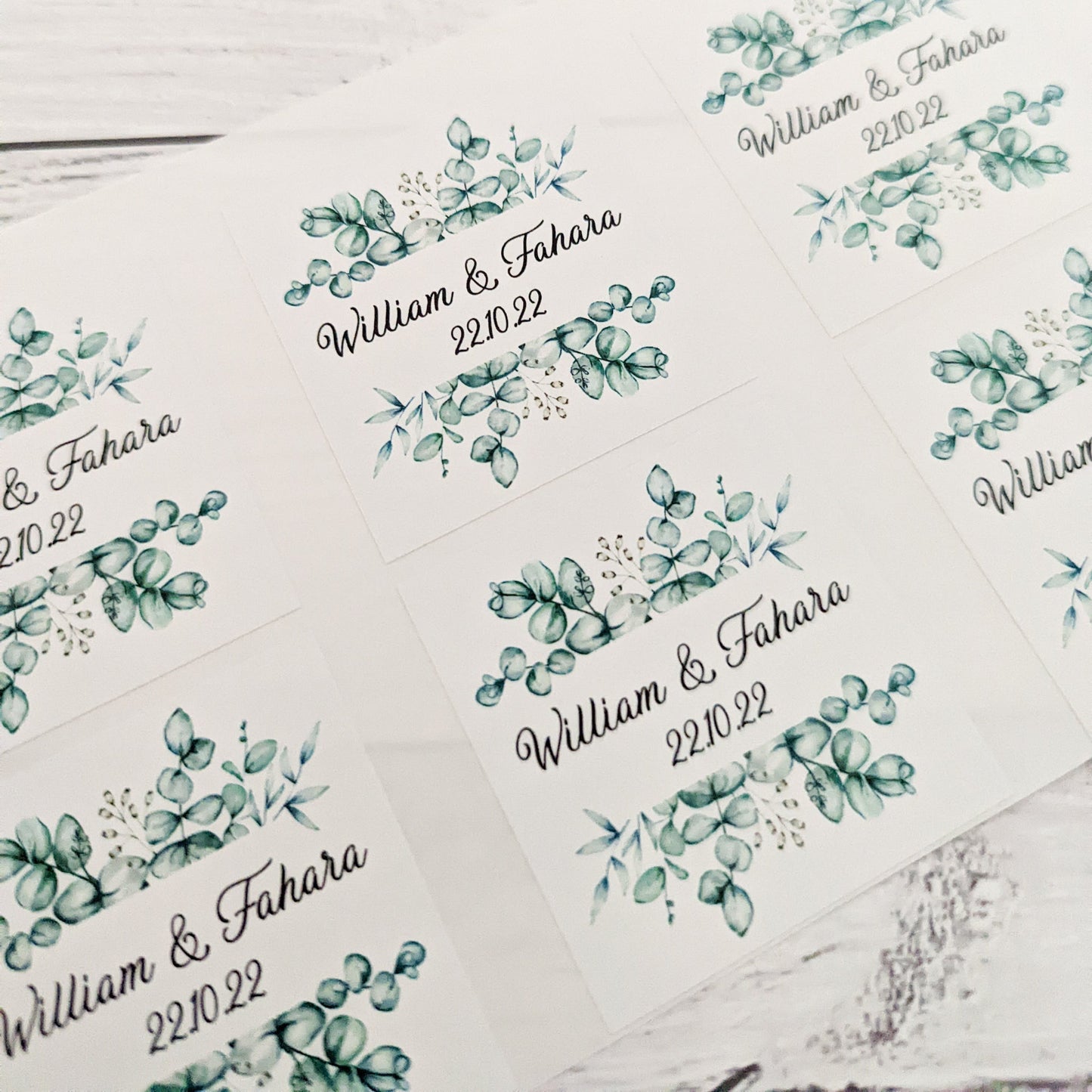 E&L Designs | Custom Foil Stickers Square Eucalyptus Foliage Stickers