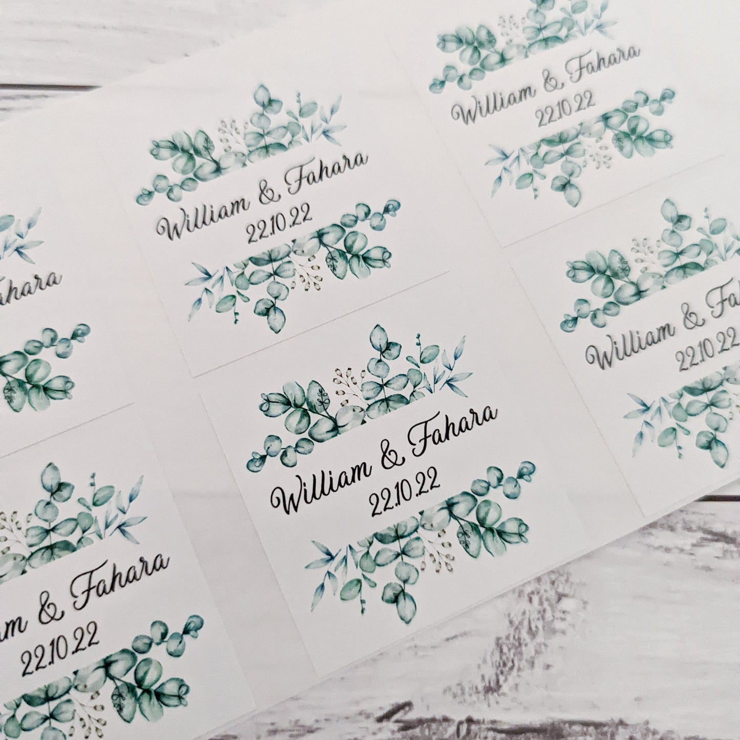 E&L Designs | Custom Foil Stickers Square Eucalyptus Foliage Stickers