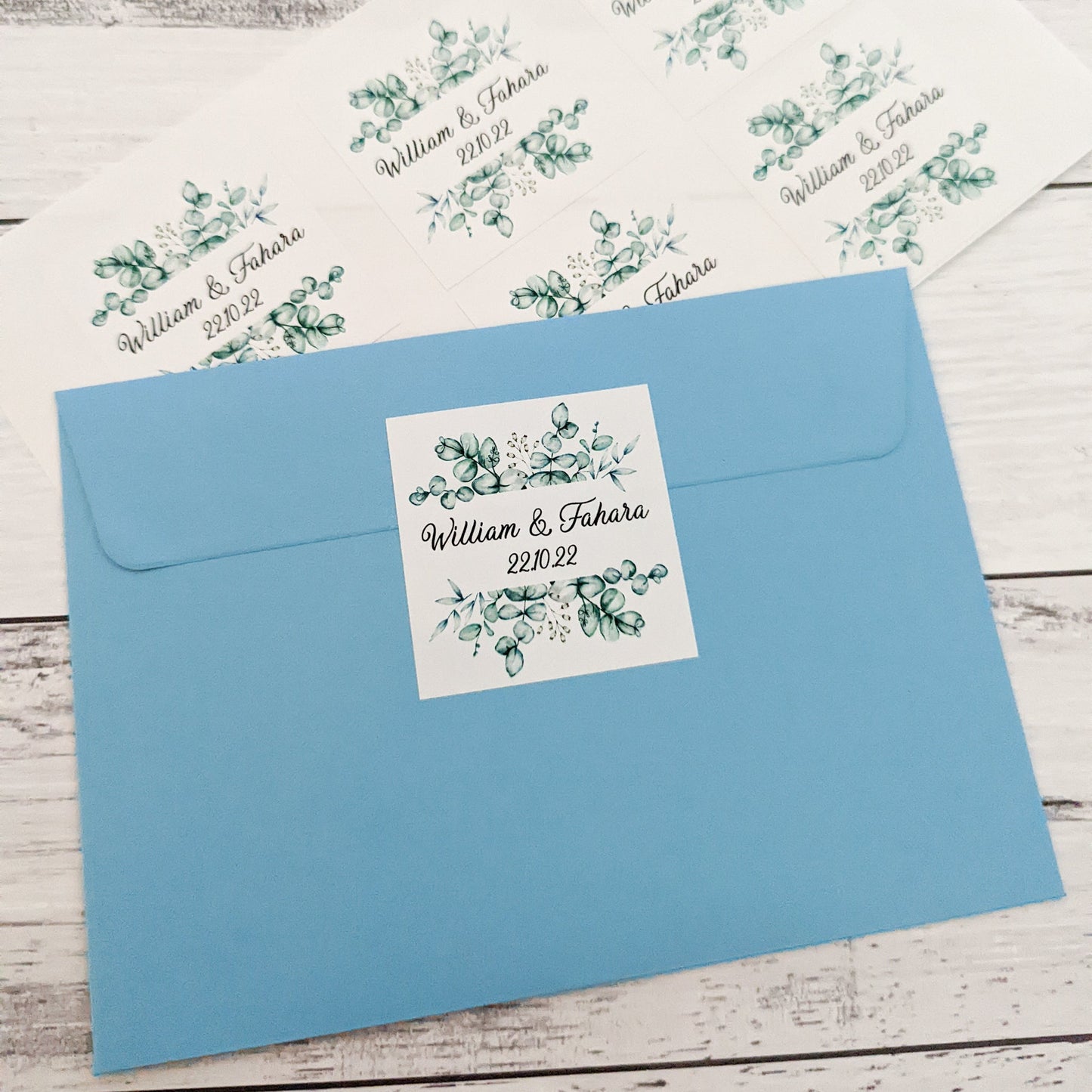 E&L Designs | Custom Foil Stickers Square Eucalyptus Foliage Stickers