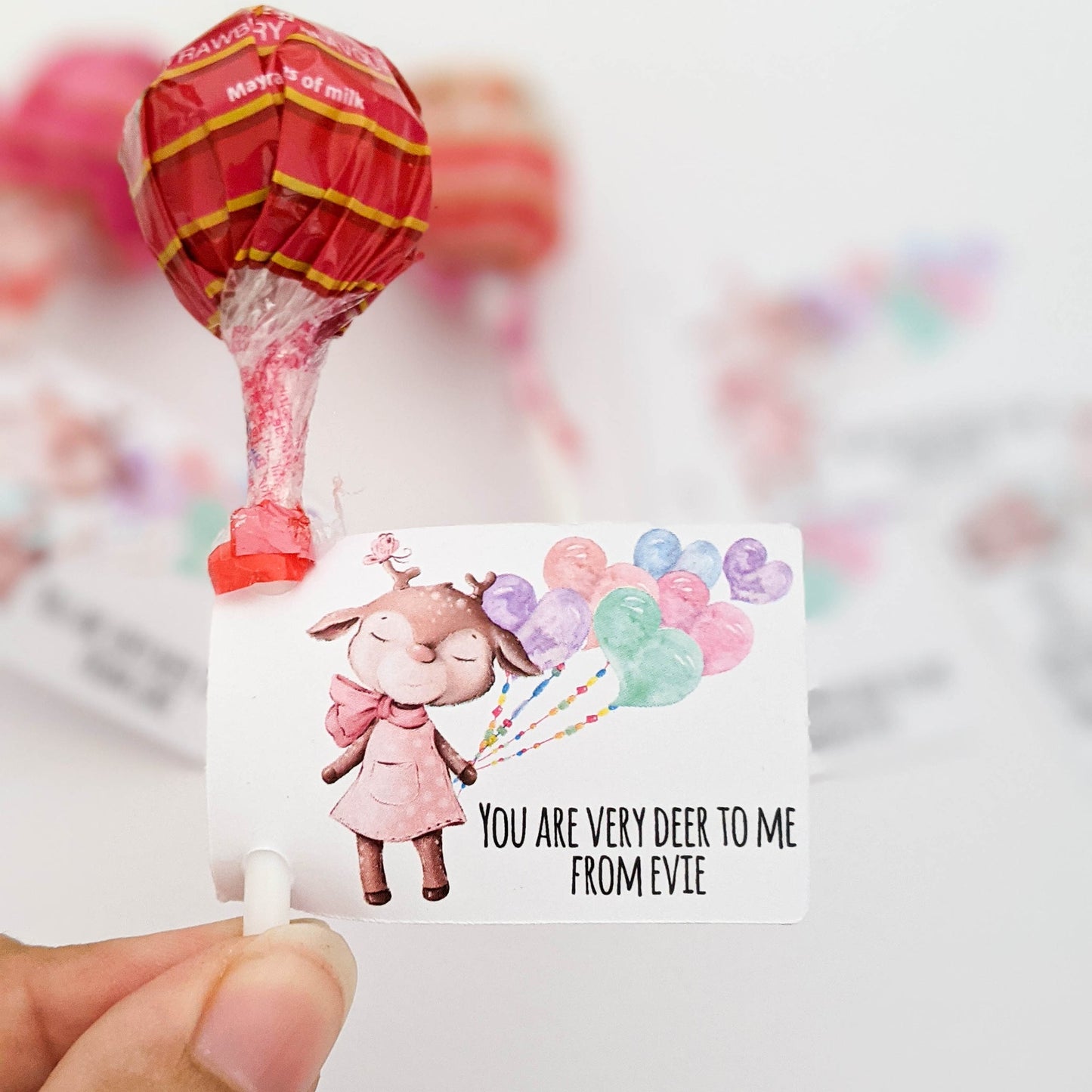 E&L Designs | Custom Foil Stickers Very Deer to Me Lollipop Holder, Set of 21