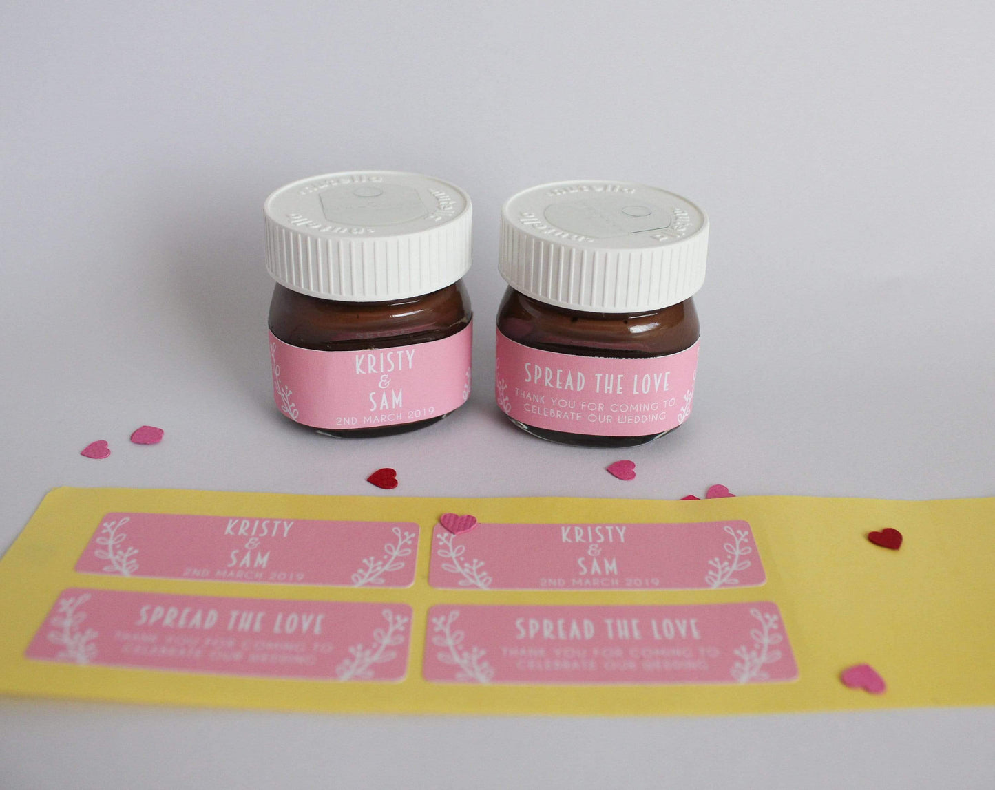 E&L Designs Custom Printed Mini Nutella Jar Stickers - Front and Back Set