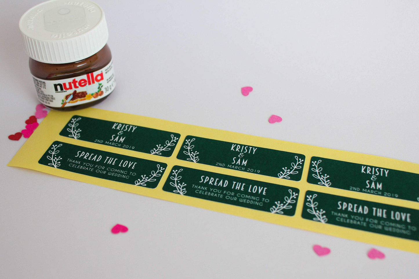 E&L Designs Custom Printed Mini Nutella Jar Stickers - Front and Back Set