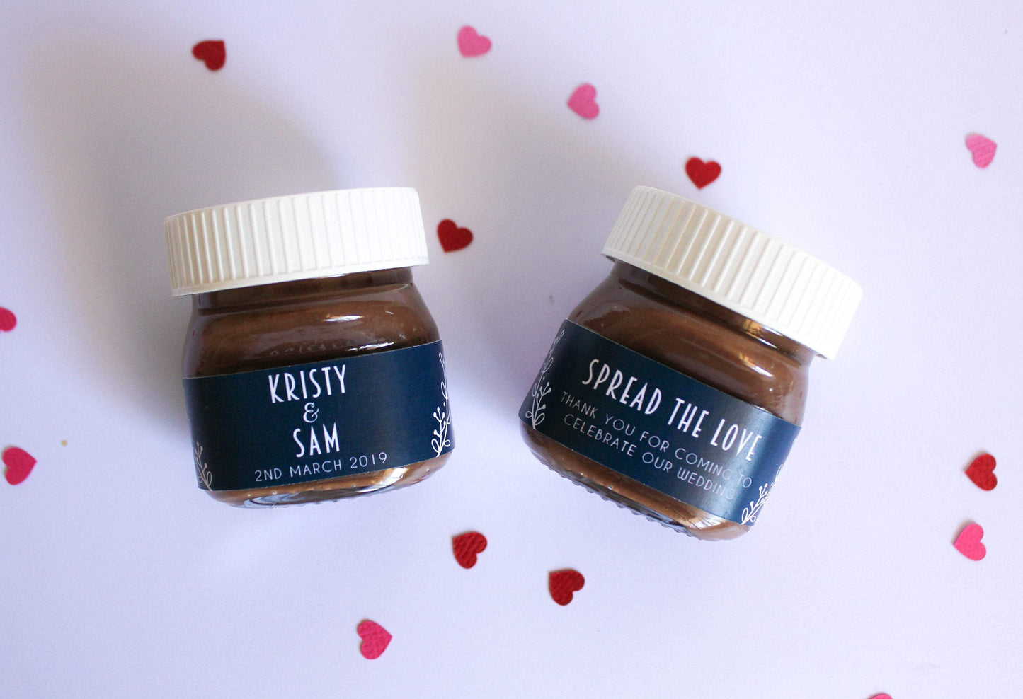 E&L Designs Custom Printed Mini Nutella Jar Stickers - Front and Back Set