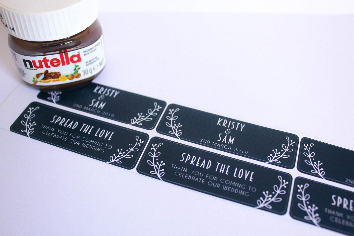 E&L Designs Custom Printed Mini Nutella Jar Stickers - Front and Back Set