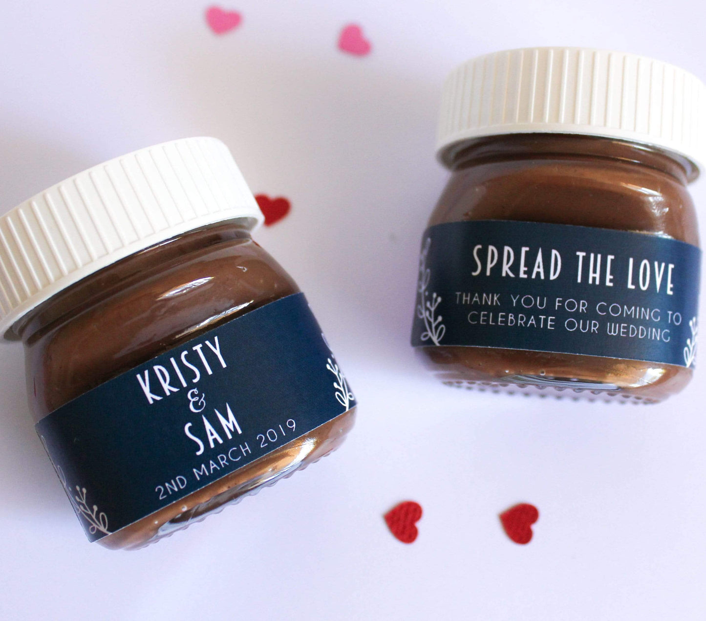 E&L Designs Custom Printed Mini Nutella Jar Stickers - Front and Back Set
