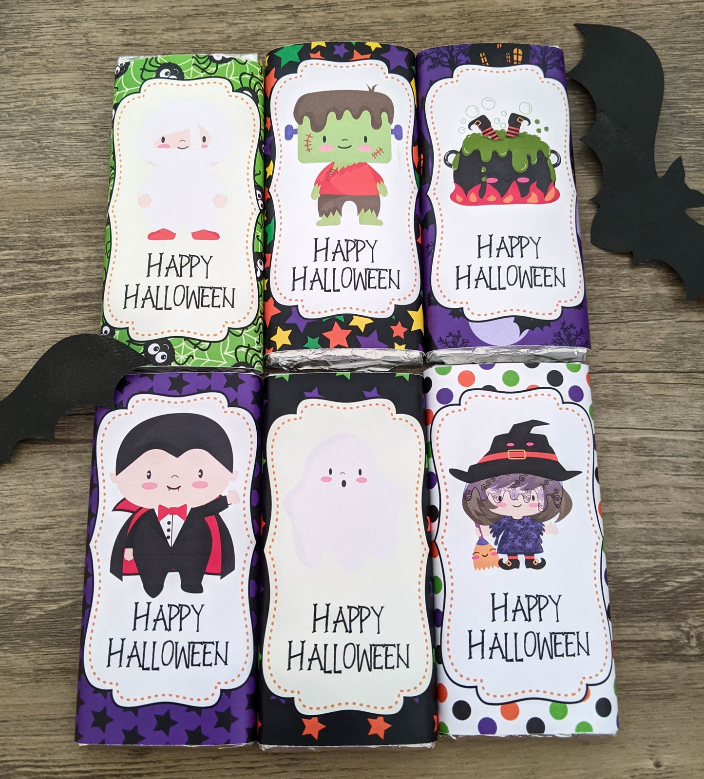 E&L Designs Cute Halloween Chocolate Wrappers, Set of 6