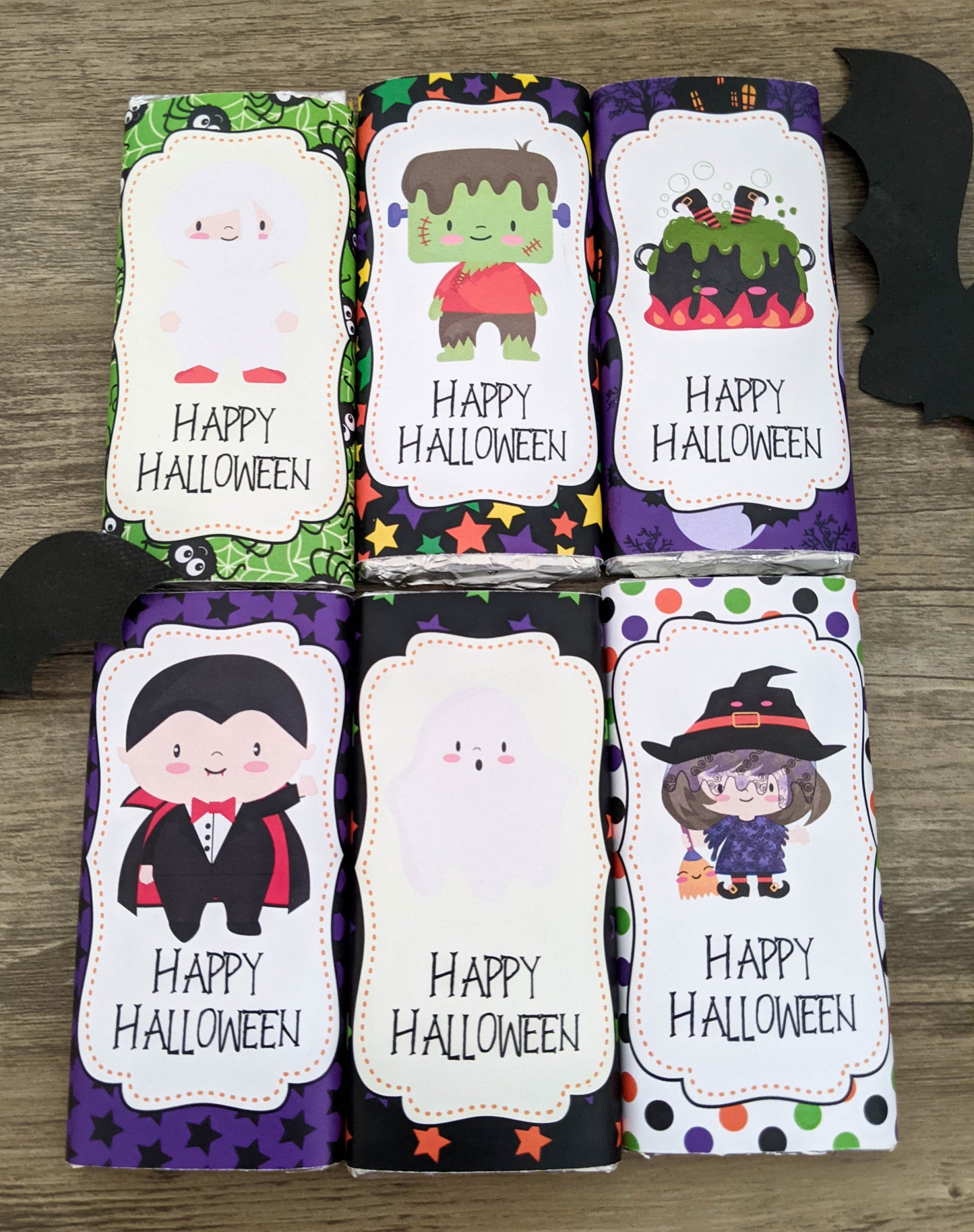 E&L Designs Cute Halloween Chocolate Wrappers, Set of 6
