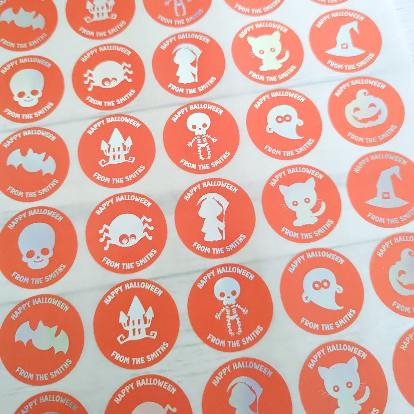 E&L Designs Cute Personalised Foil Halloween Party Favour Stickers