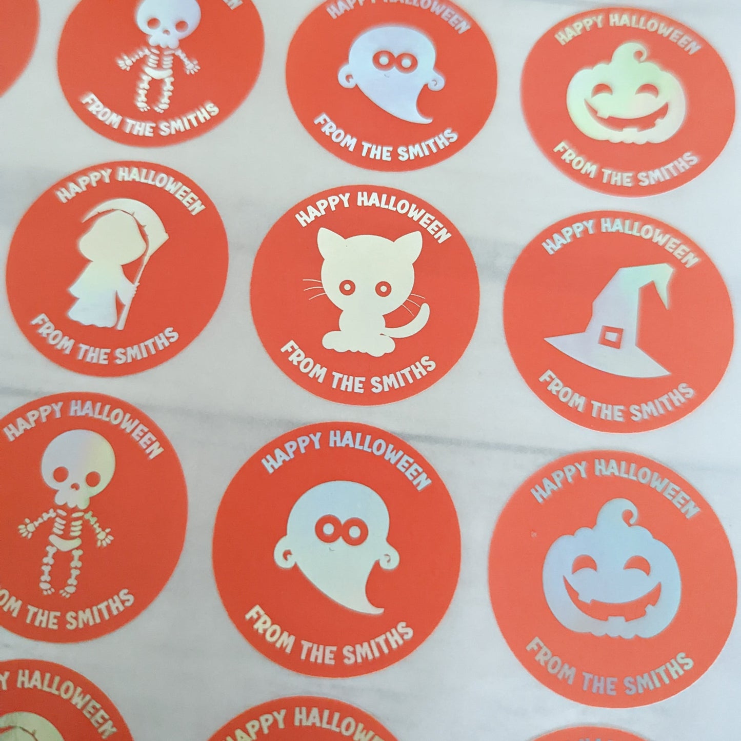 E&L Designs Cute Personalised Foil Halloween Party Favour Stickers
