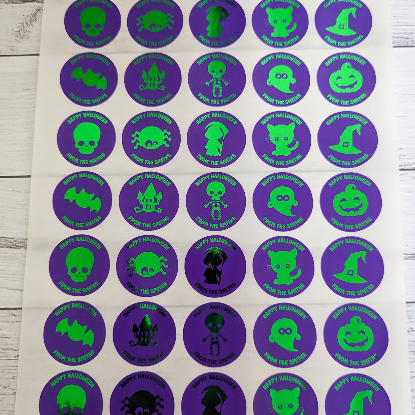 E&L Designs Cute Personalised Foil Halloween Party Favour Stickers