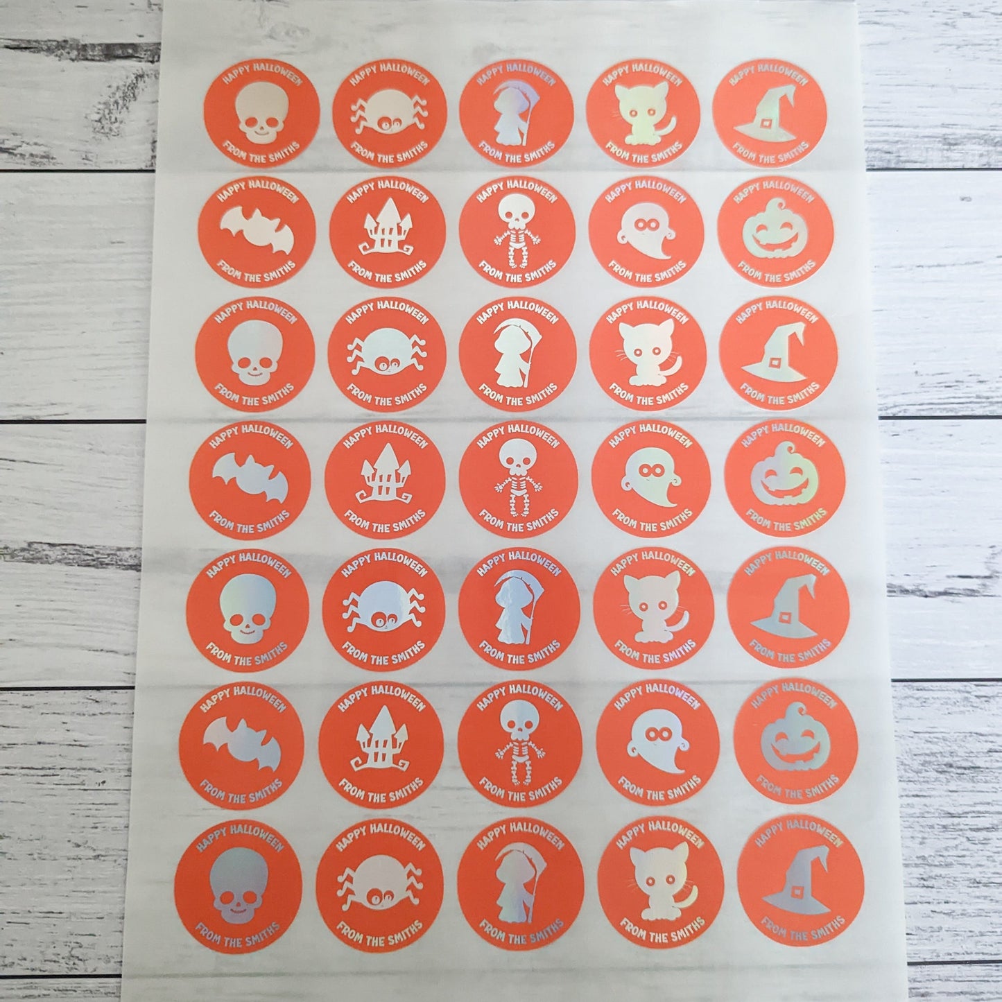 E&L Designs Cute Personalised Foil Halloween Party Favour Stickers