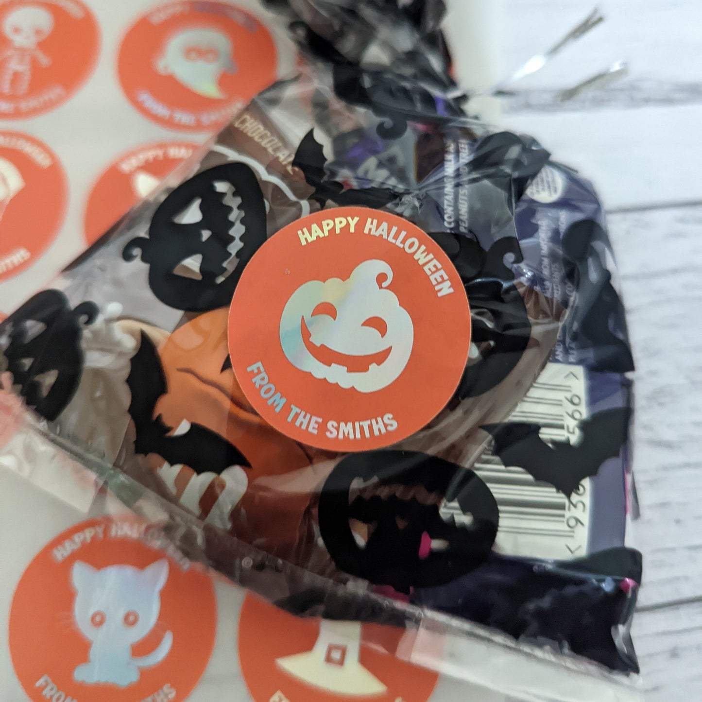 E&L Designs Cute Personalised Foil Halloween Party Favour Stickers