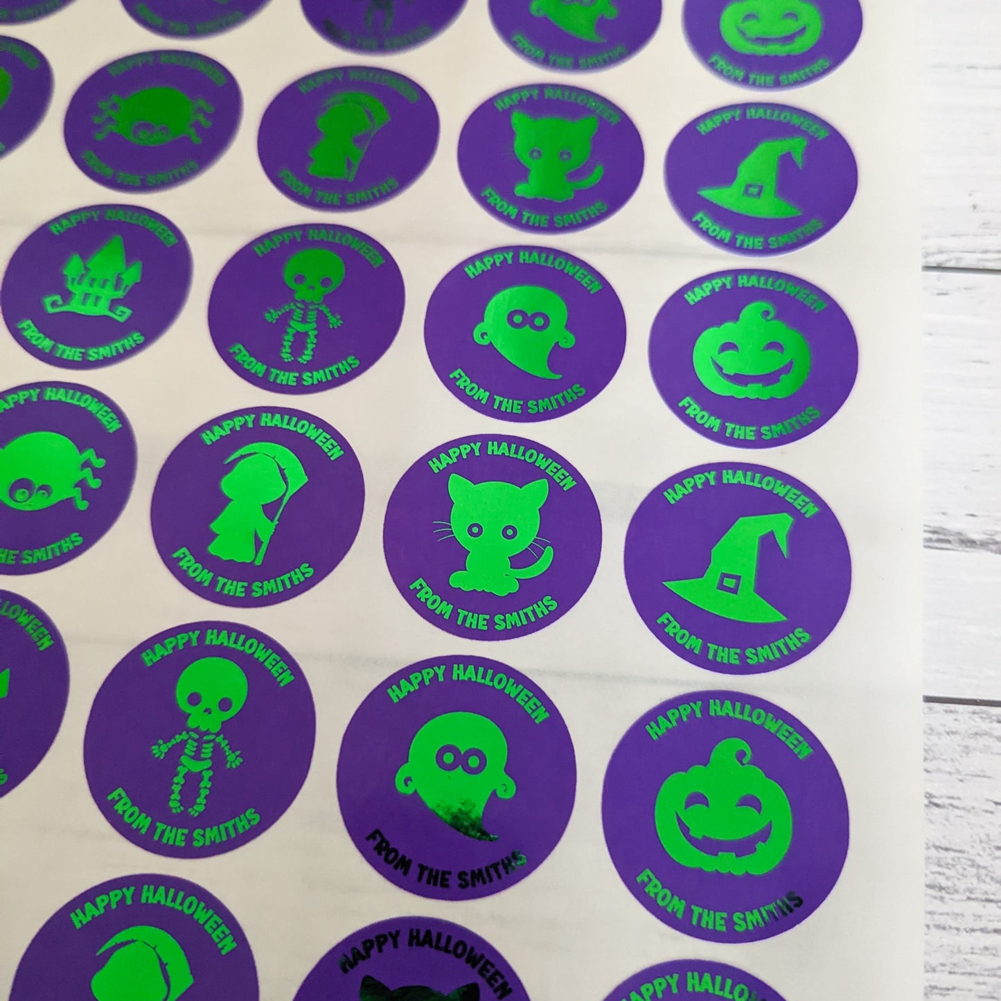 E&L Designs Cute Personalised Foil Halloween Party Favour Stickers