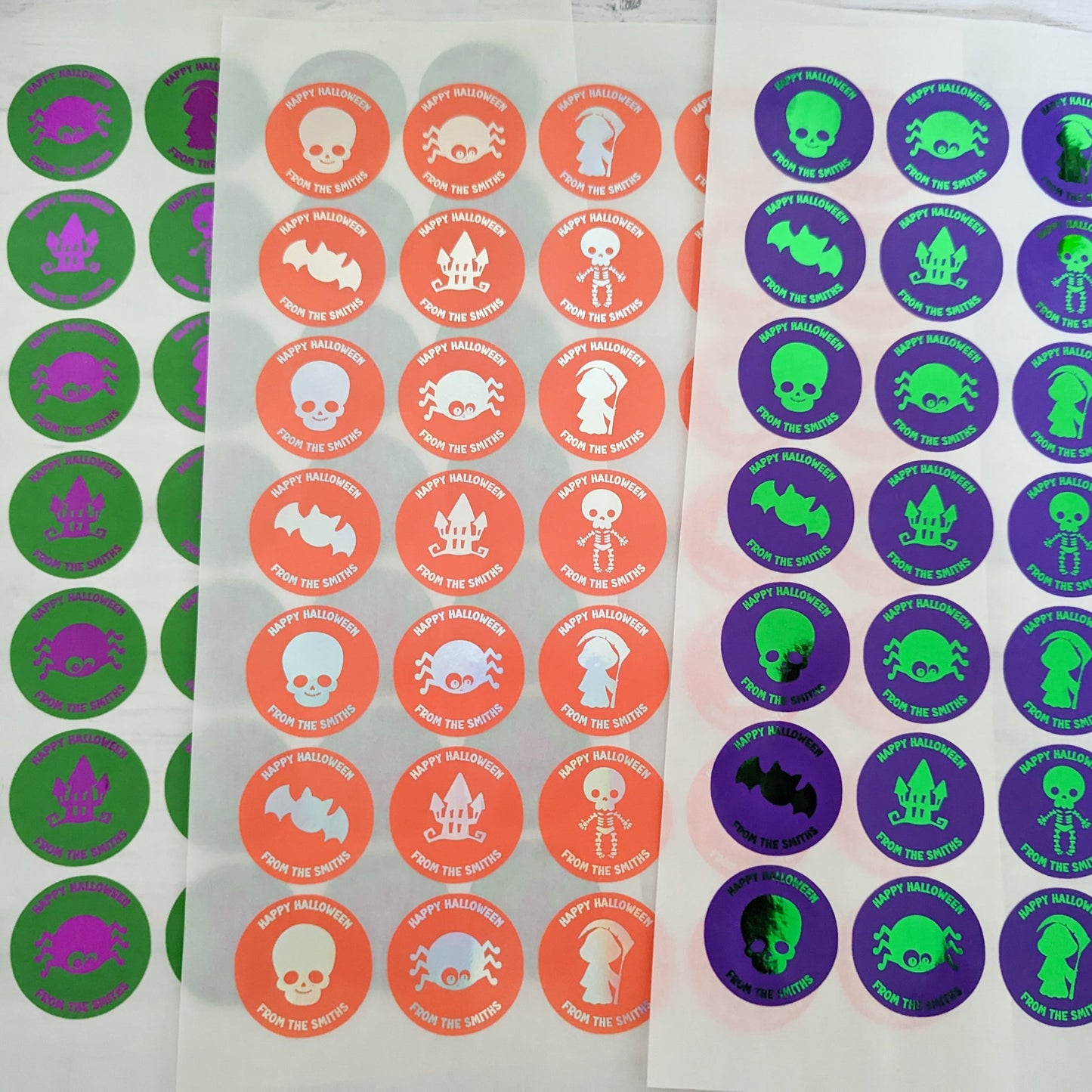E&L Designs Cute Personalised Foil Halloween Party Favour Stickers