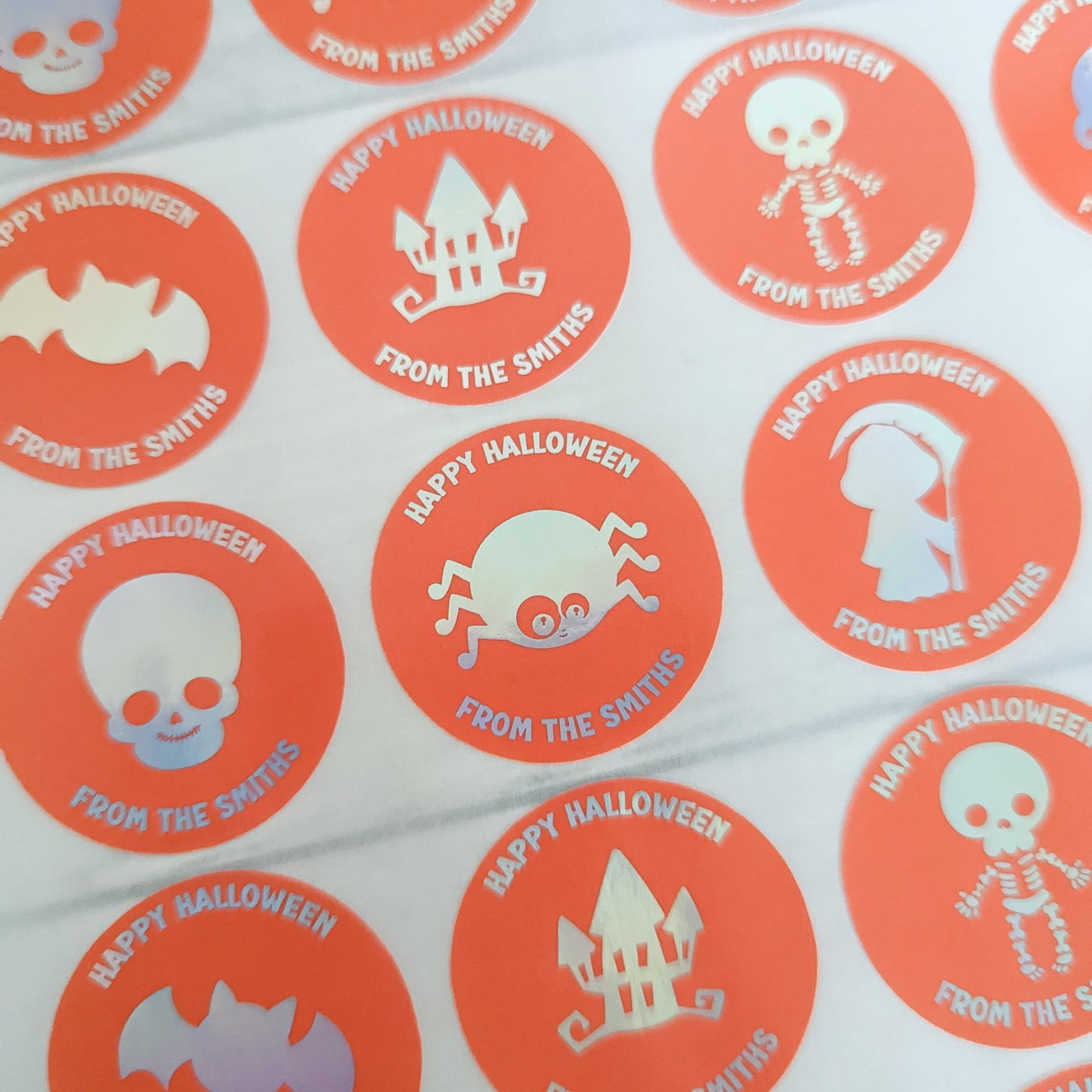 E&L Designs Cute Personalised Foil Halloween Party Favour Stickers