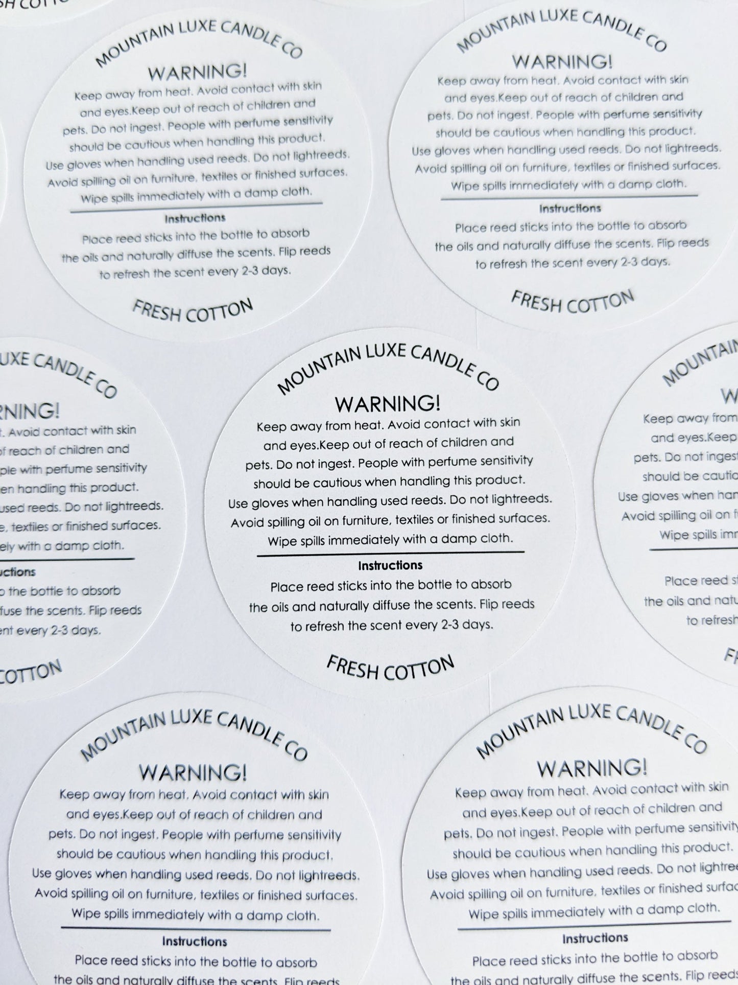 E&L Designs Diffuser Warning Stickers