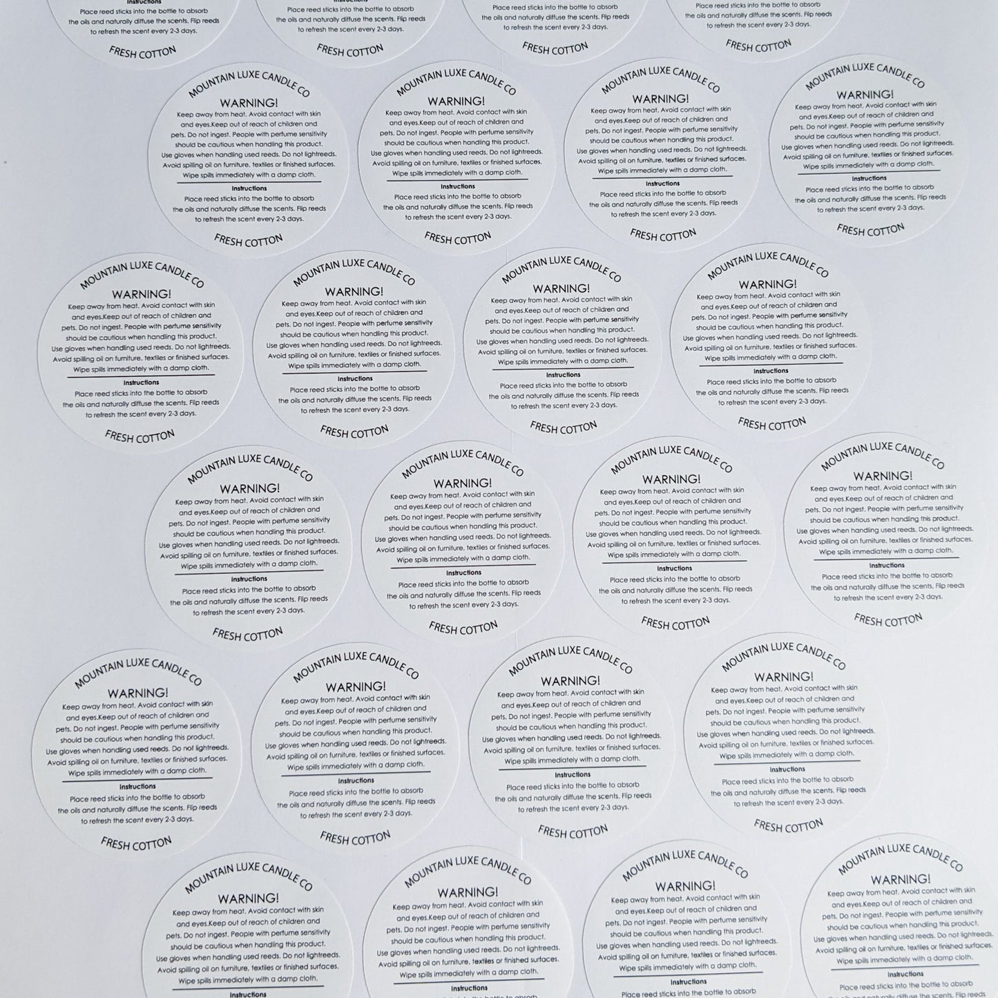E&L Designs Diffuser Warning Stickers