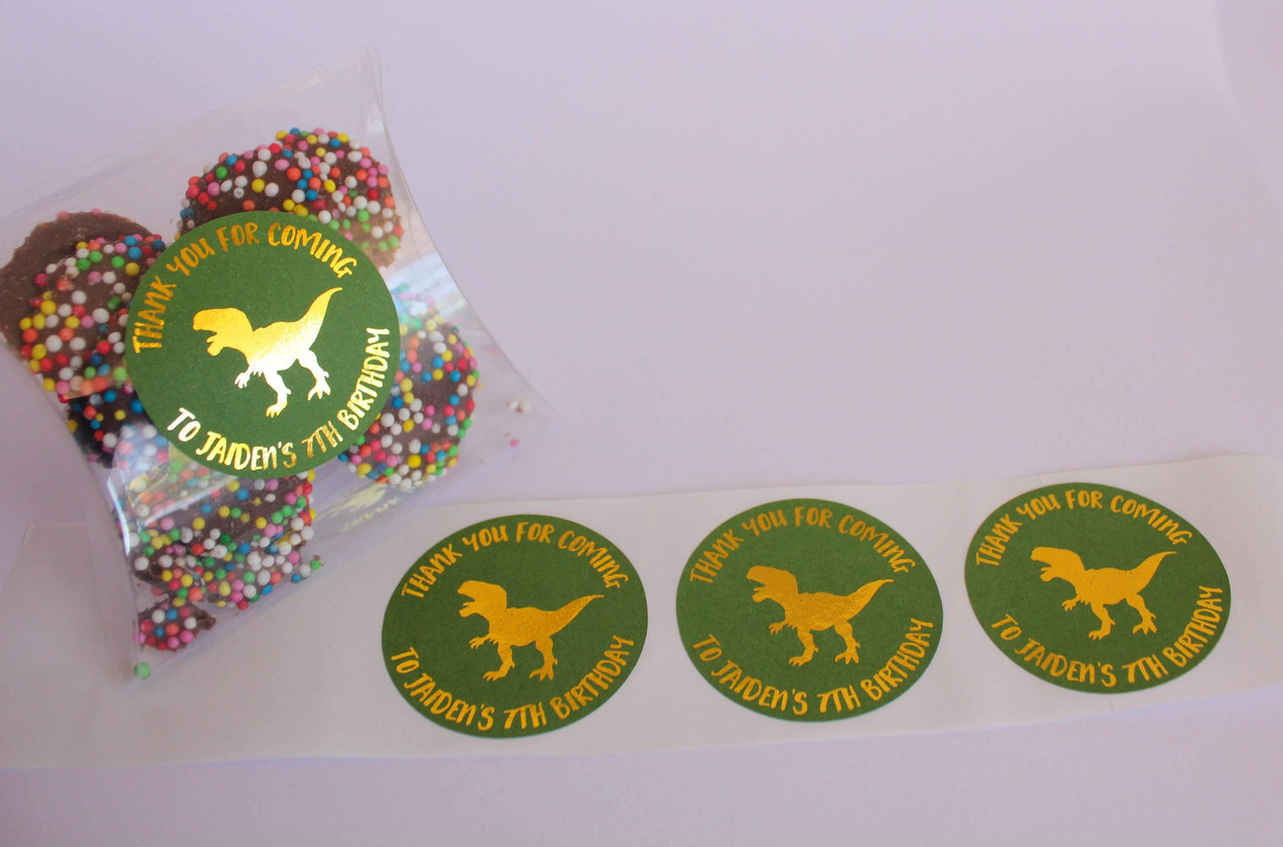E&L Designs Dinosaur Personalised Foil Stickers | Dinosaur Theme