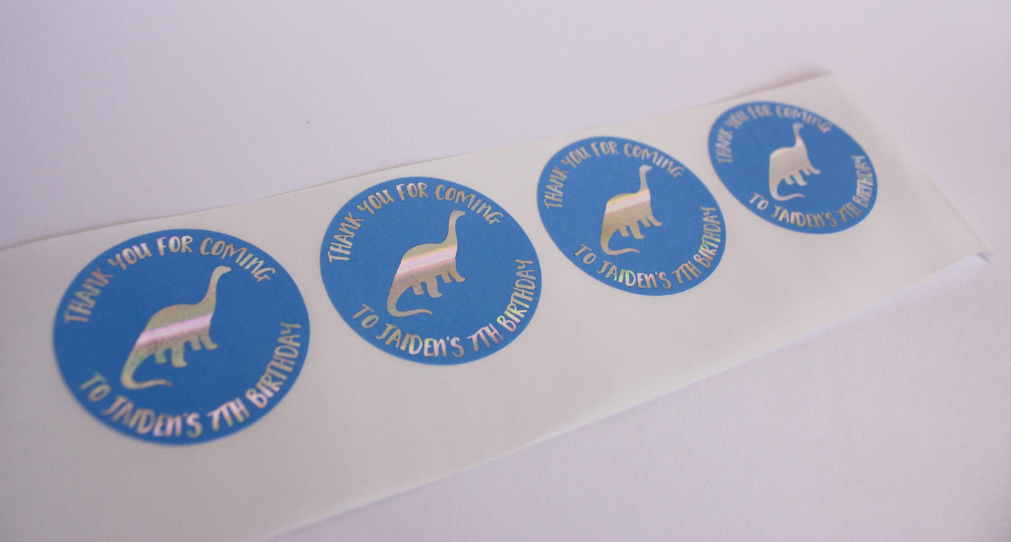 E&L Designs Dinosaur Personalised Foil Stickers | Dinosaur Theme