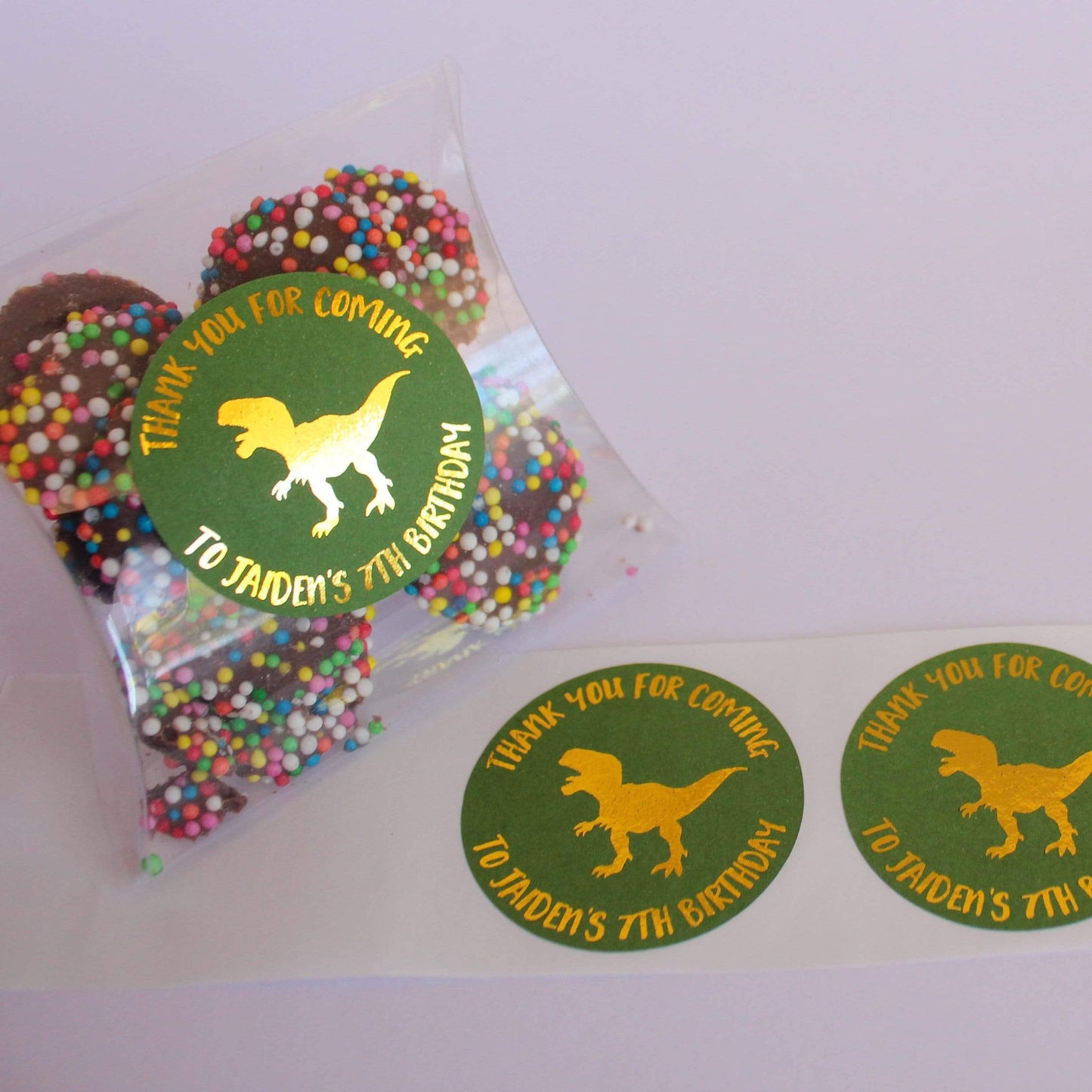 E&L Designs Dinosaur Personalised Foil Stickers | Dinosaur Theme