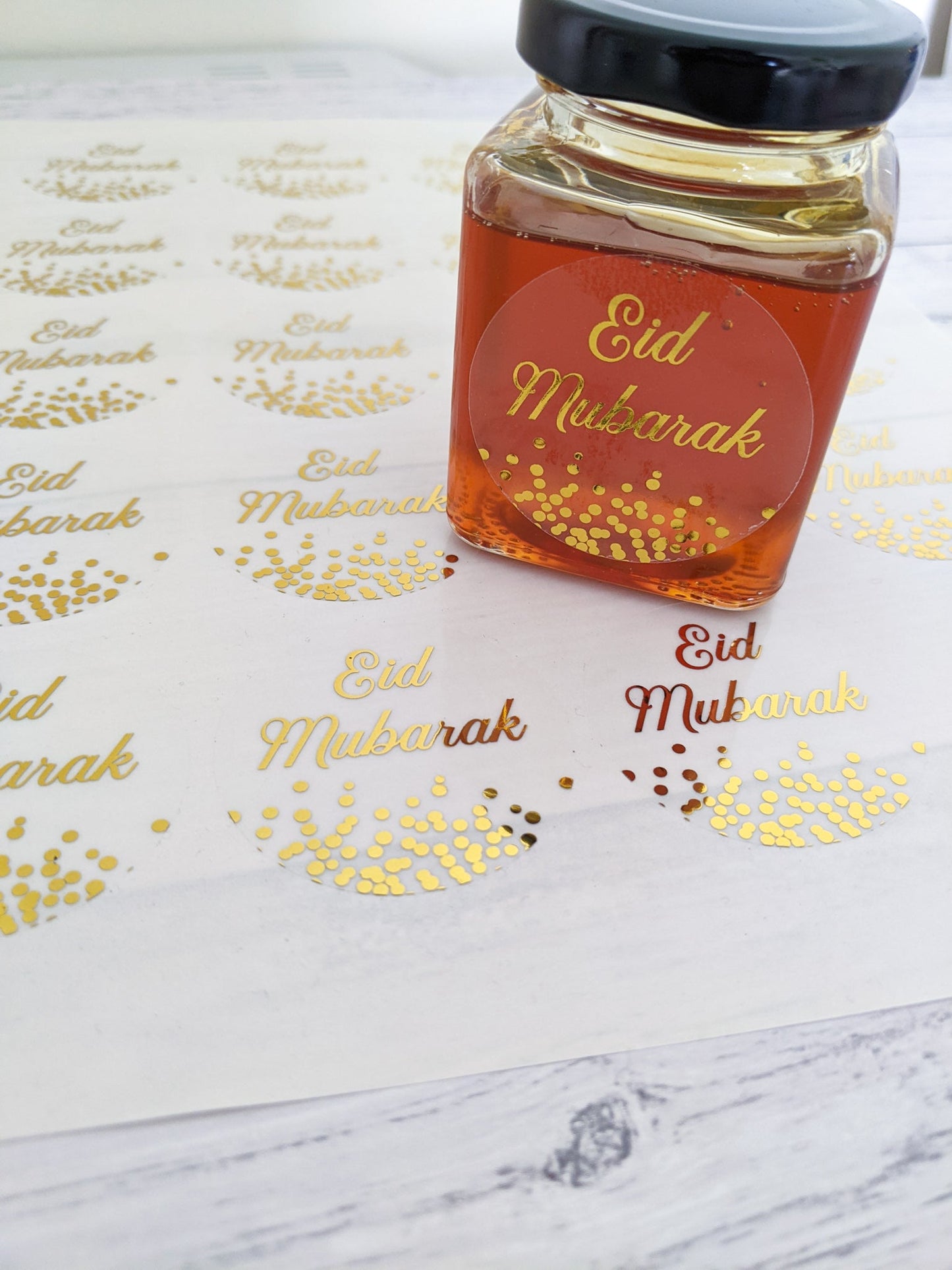 E&L Designs Eid Stickers with Confetti, Clear with foil