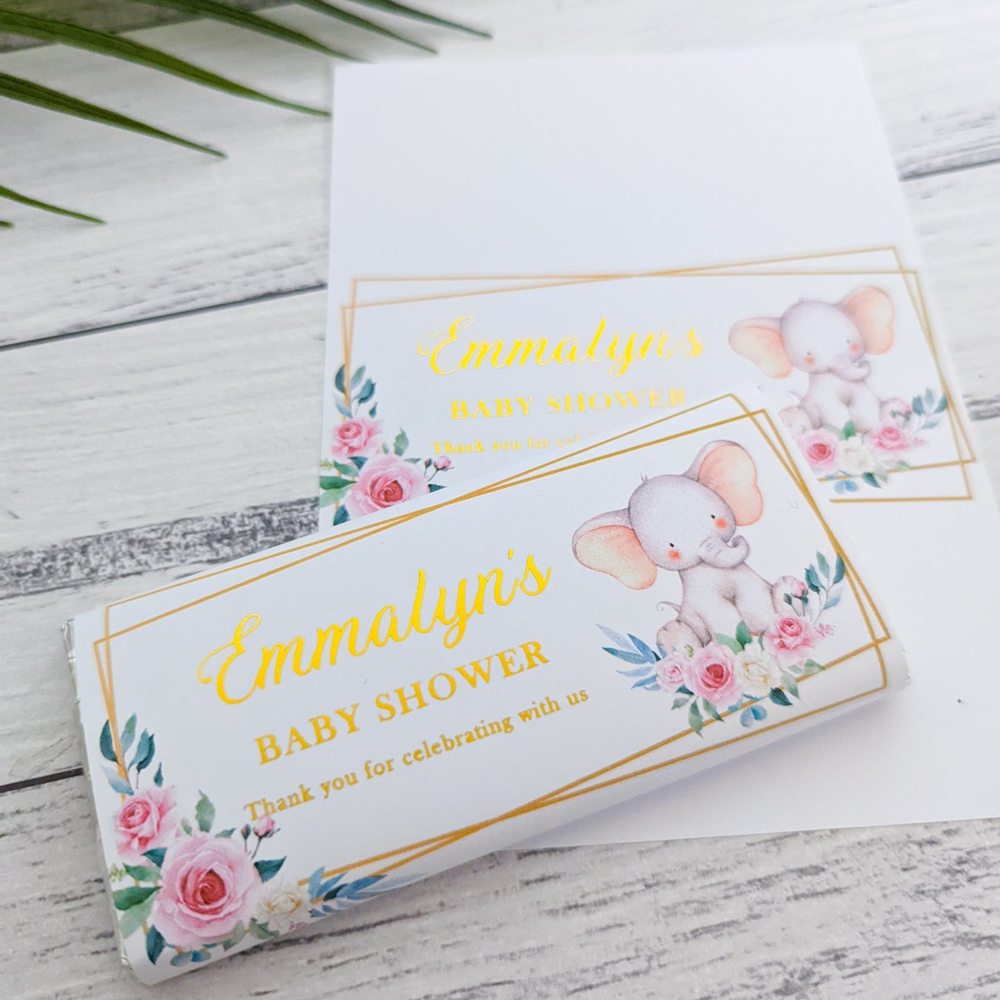 E&L Designs Elephant Baby Shower Chocolate Wrappers, Set of 10