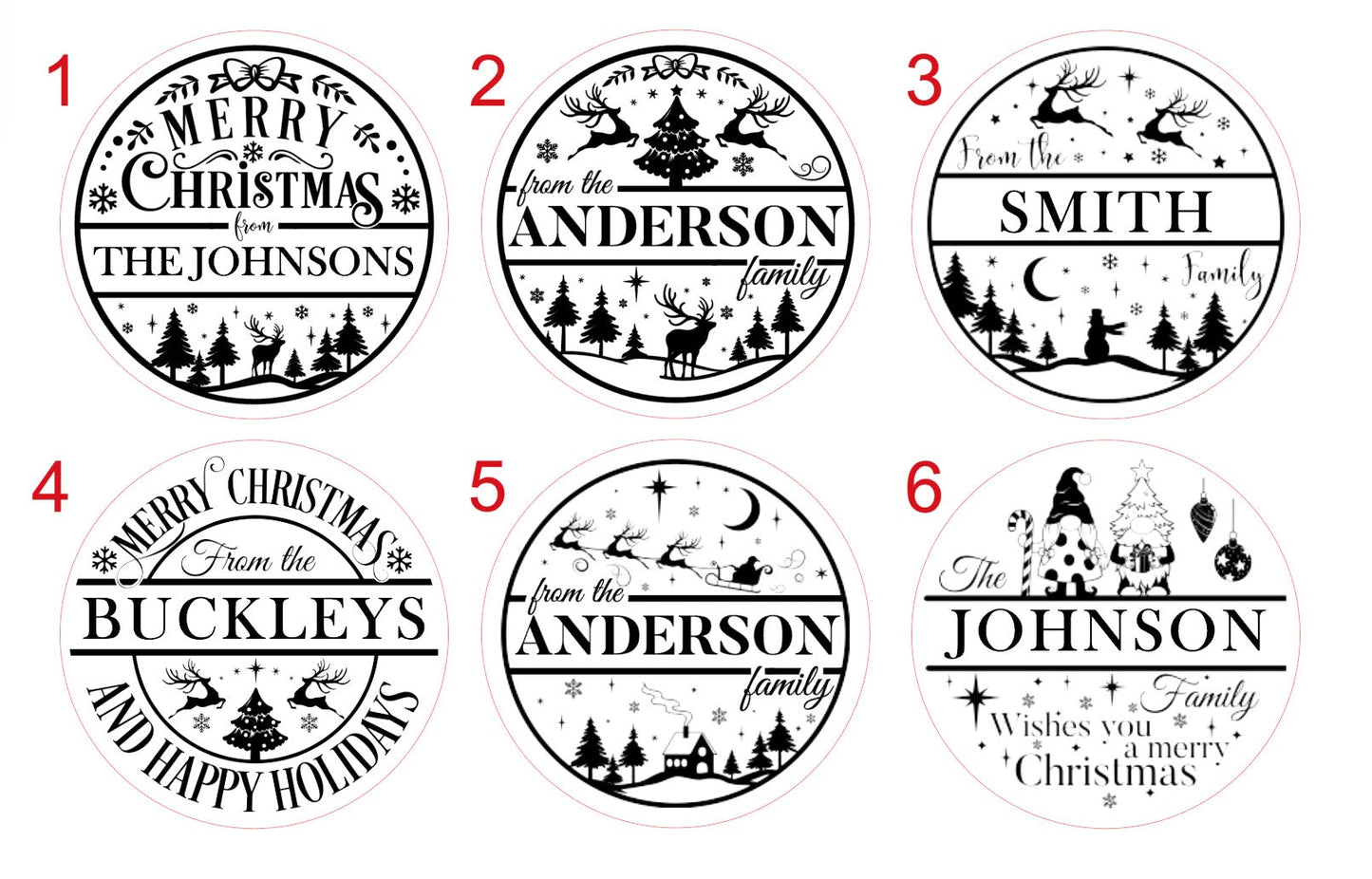 E&L Designs Family Christmas Stickers, White & Clear