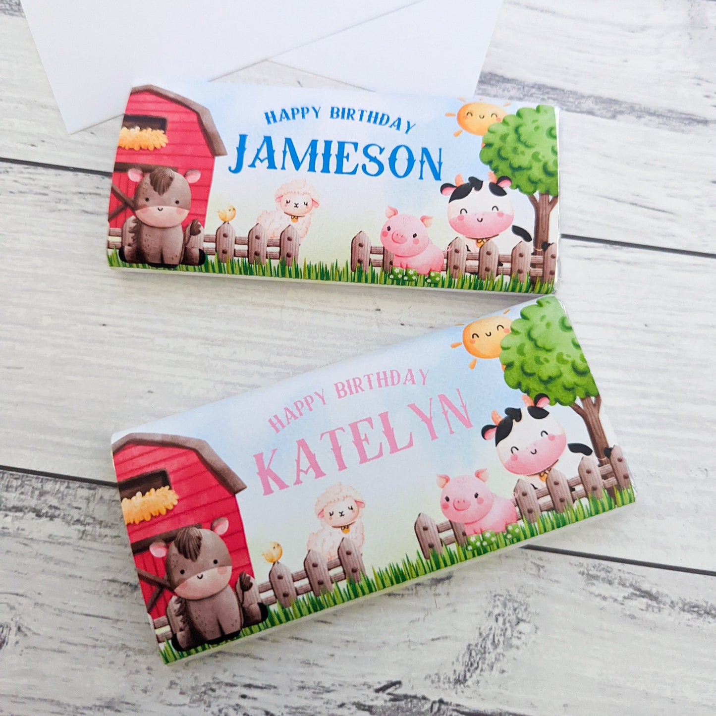 E&L Designs Farmyard Animals Printed Chocolate Wrappers, Set of 10