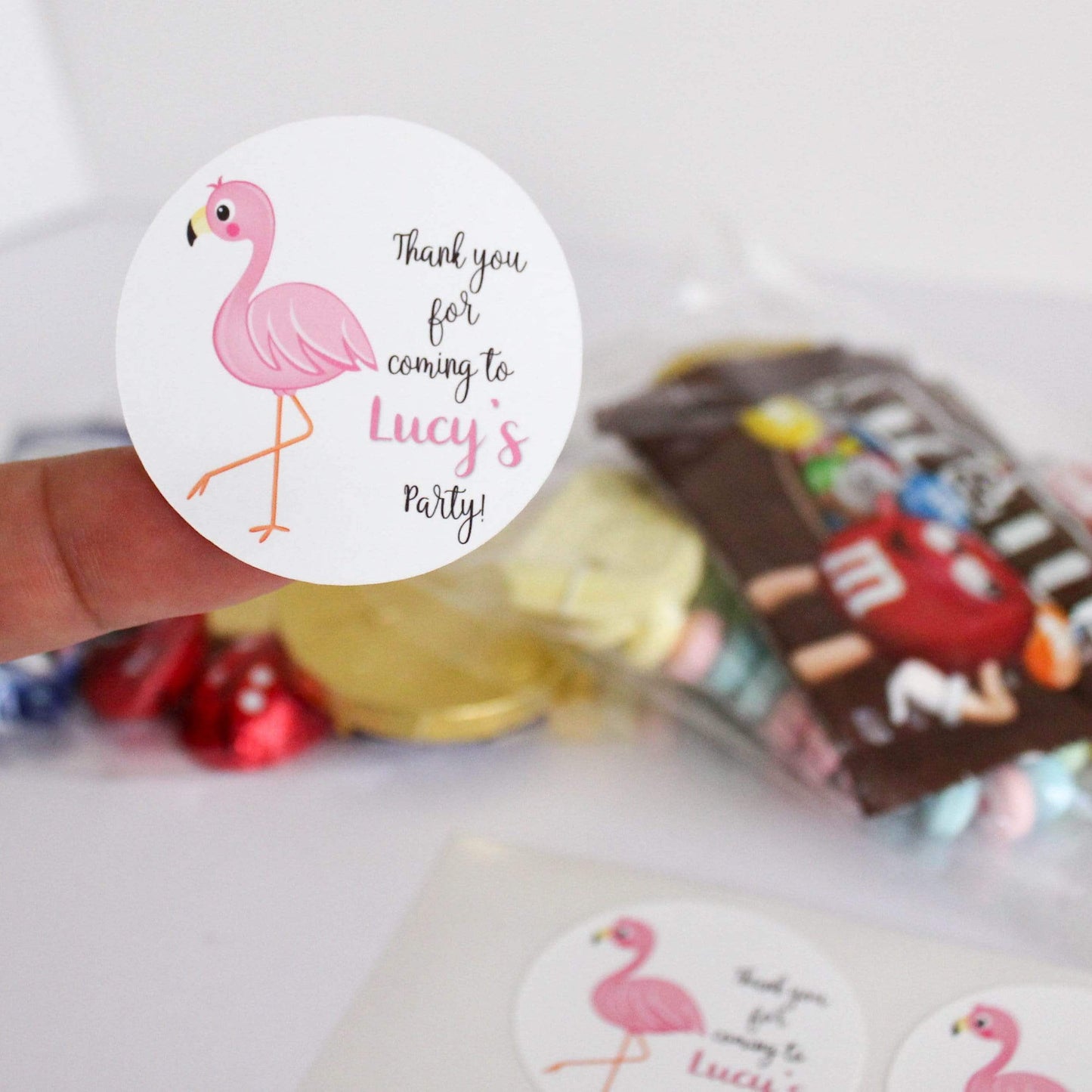 E&L Designs Flamingo Birthday Party Stickers -Flamingo Theme
