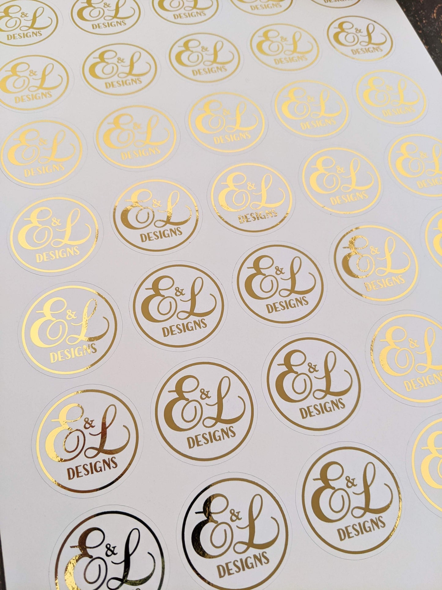 E&L Designs Foil Business Logo Stickers - White
