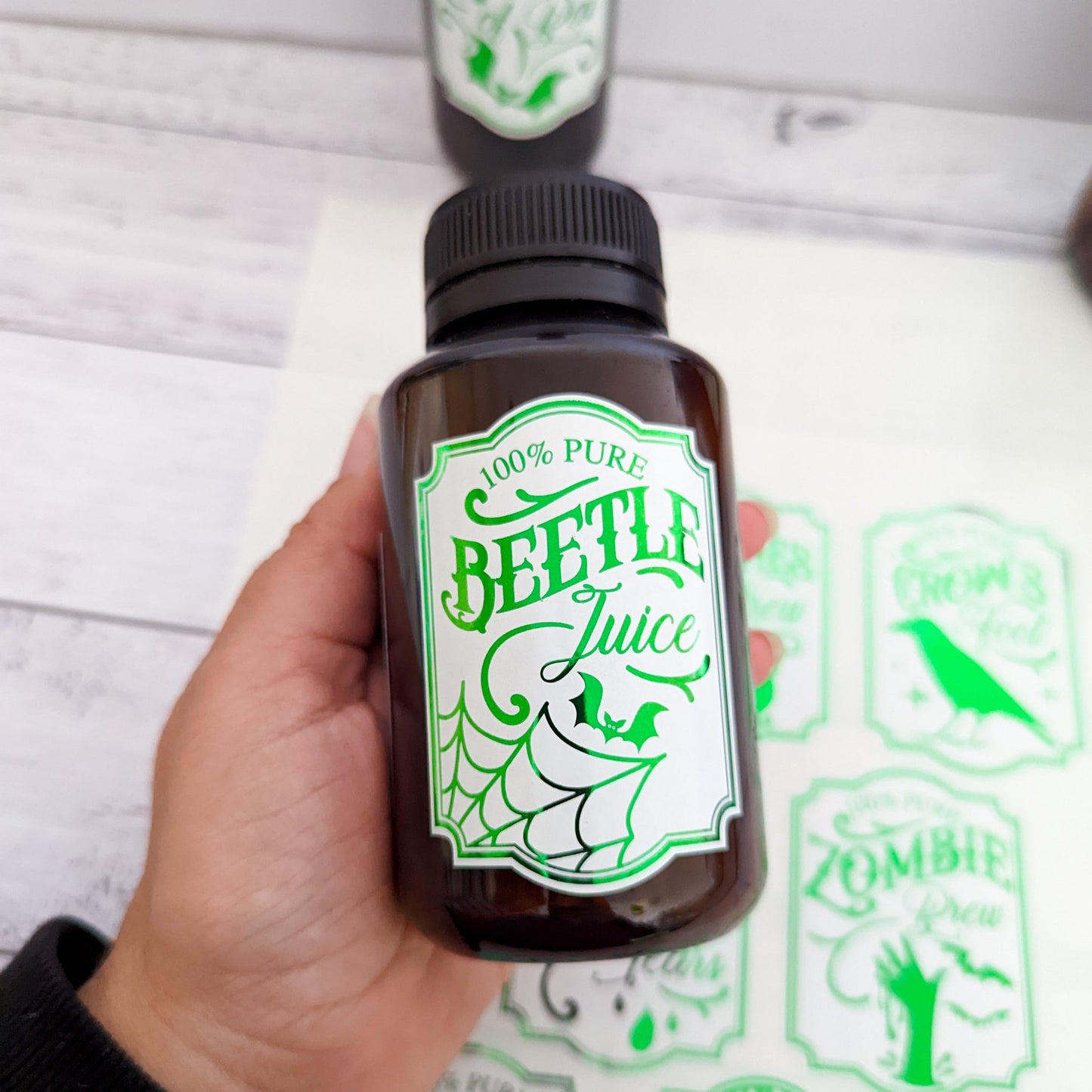 E&L Designs Foil DIY Halloween Jar Labels - Set of 11 Stickers