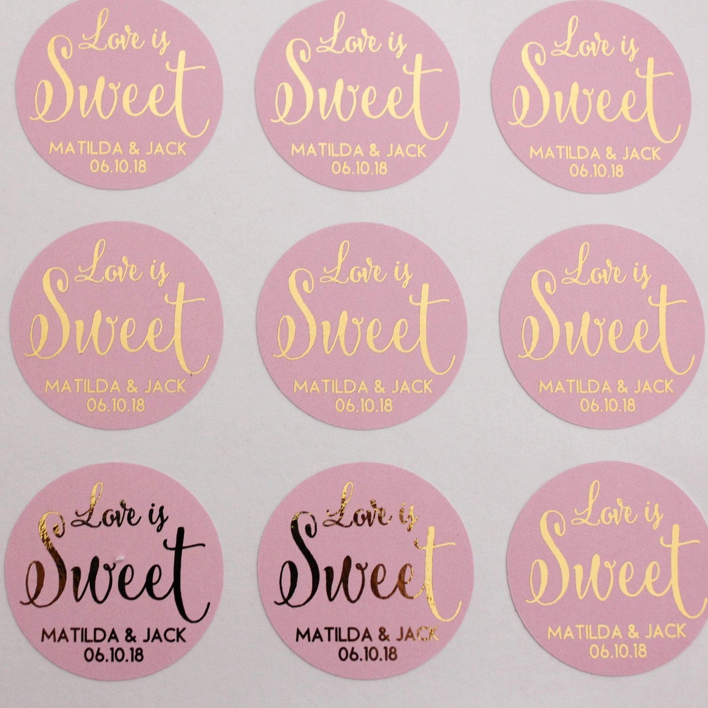 E&L Designs Foiled Coloured Wedding Favour Stickers