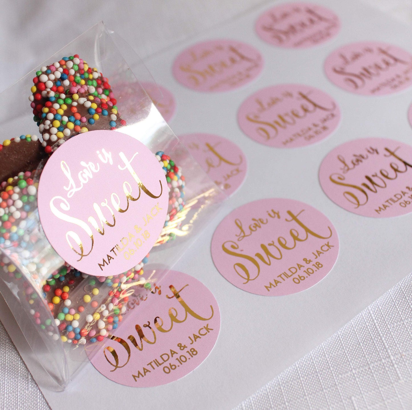 E&L Designs Foiled Coloured Wedding Favour Stickers