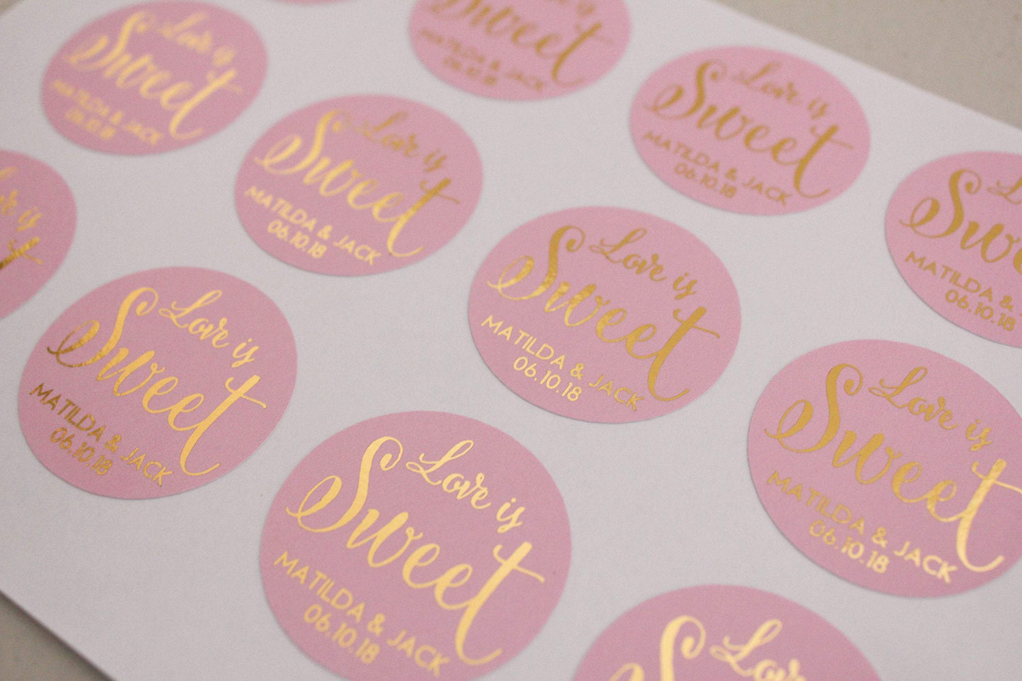 E&L Designs Foiled Coloured Wedding Favour Stickers